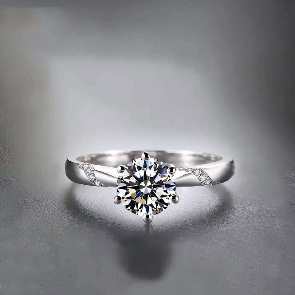 Jumpeak Diamantring Labor-Diamant Ring,1ct/2ct/3ct,D,VS1,Verlobungsring,Jahrestag Ring,IGI, 14K Gold,Frauen Schmuck,Geschenk,Eleganter Seitenstein Ring,Round Cut