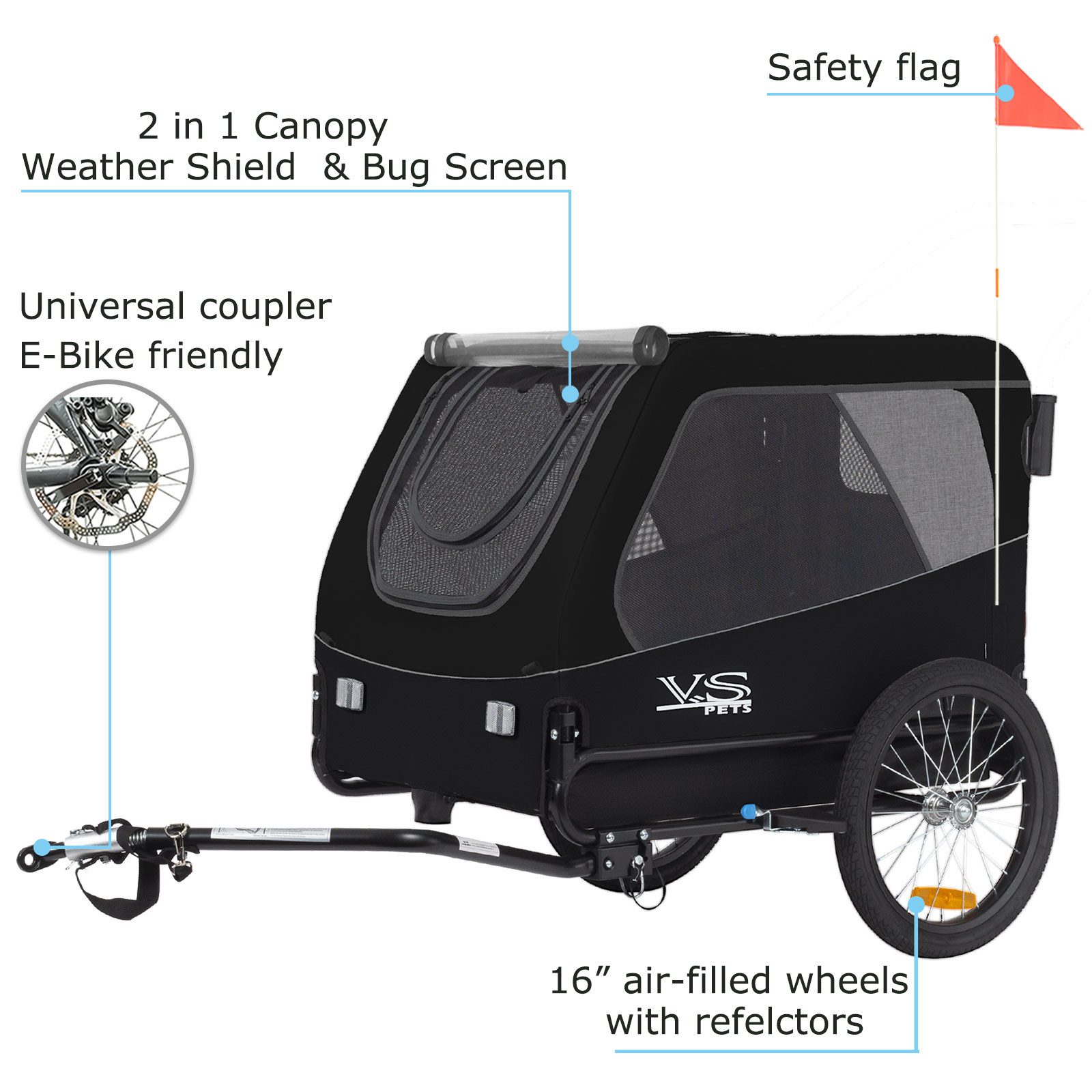 TIGGO Fahrradhundeanhänger Tiggo Pets L Hundeanhänger & Jogger 2-in-1 Hundebuggy Fahrradanhänger, Geeignet für mittelgroße und große Hund oder mehrere kleine Hunde