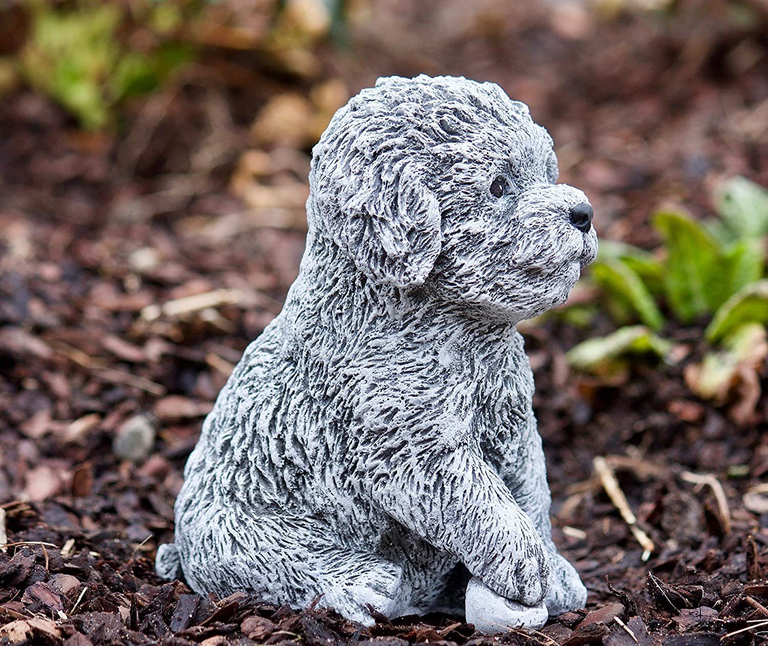 Stone and Style Gartenfigur Frostfeste Steinfigur Hund Malteser Welpe – Bild 3 von 5