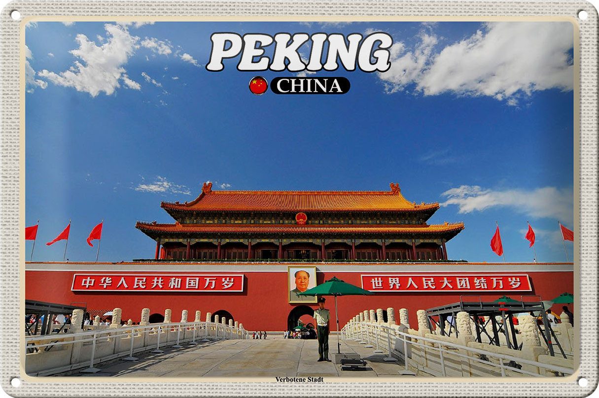 Femer GmbH Metallschild Reise 30x20cm Peking China Verbotene Stadt, (1 St), gewölbte Oberfläche, abgerundete Ecken, umgeschlagene Kanten