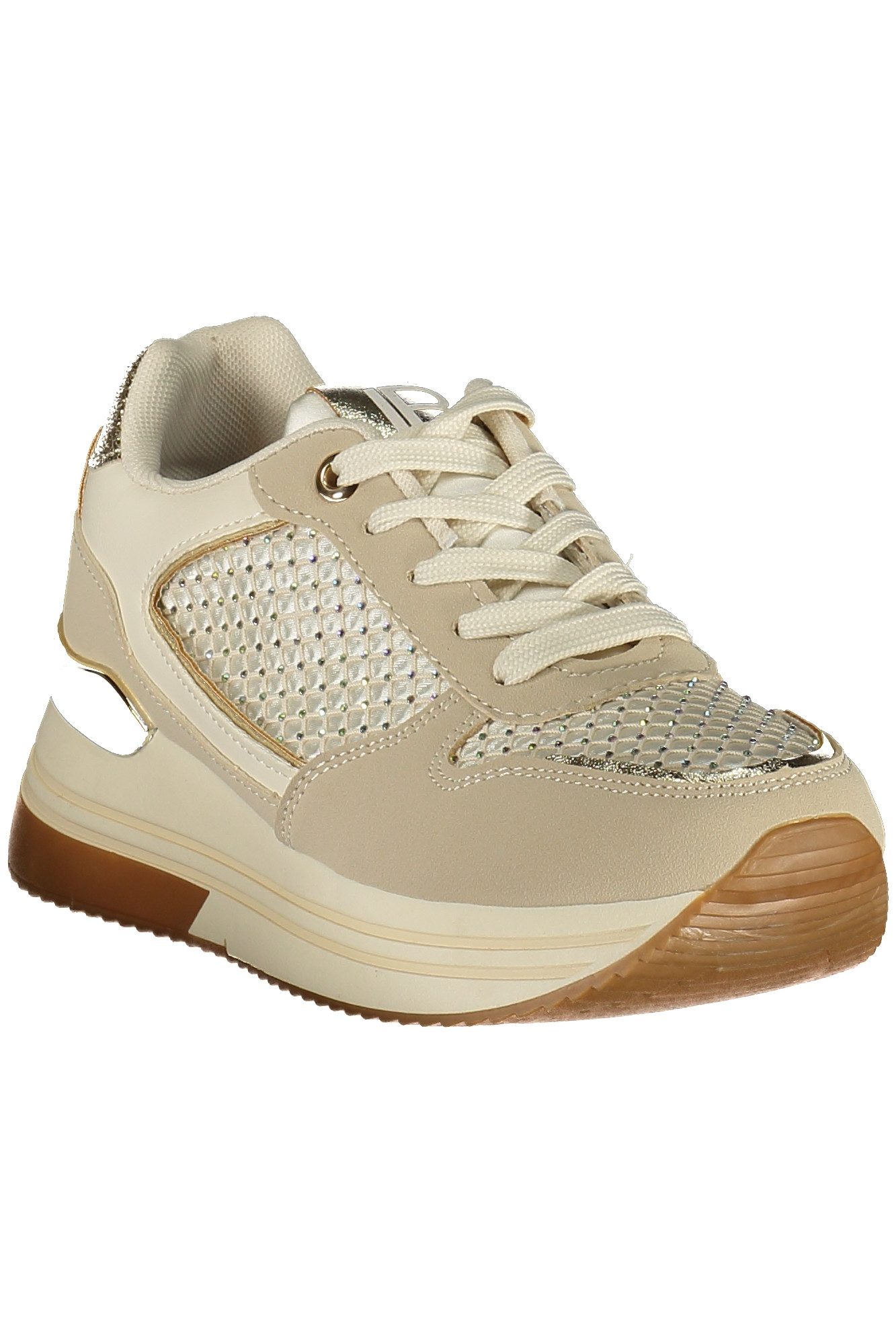 Laura Biagiotti Sneaker Eleganter Damen-Sportschuh Beige mit Gold-Details