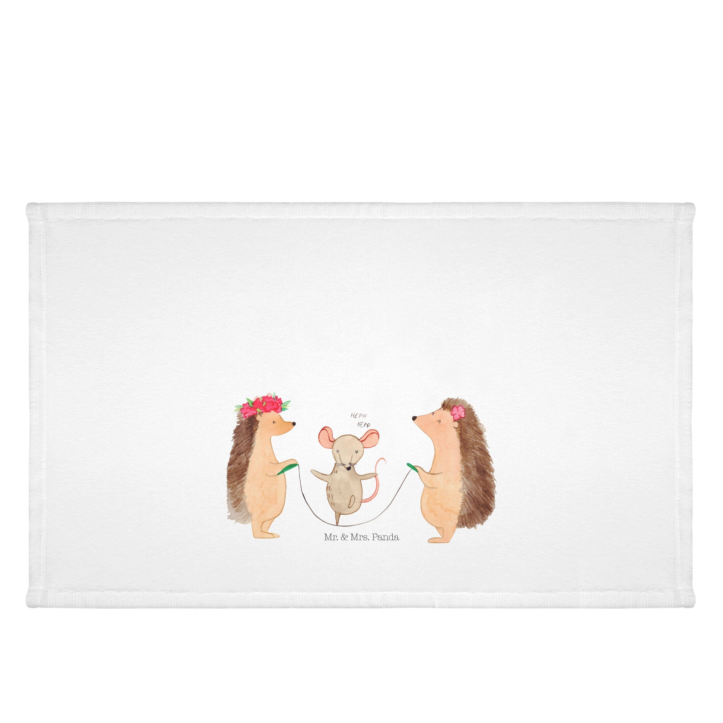 Handtuch Igel Seilhüpfen - Weiß - Geschenk, Gute Laune, Handtuch, groß, Kinder