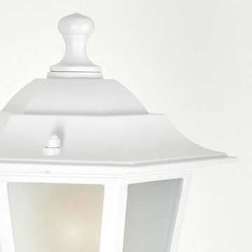 hofstein Außen-Stehlampe Wegeleuchte aus Metall/Milchglas in Weiß, ohne Leuchtmittel, Kandelaber, Gartenbeleuchtung IP44, 3xE27, ohne Leuchtmittel