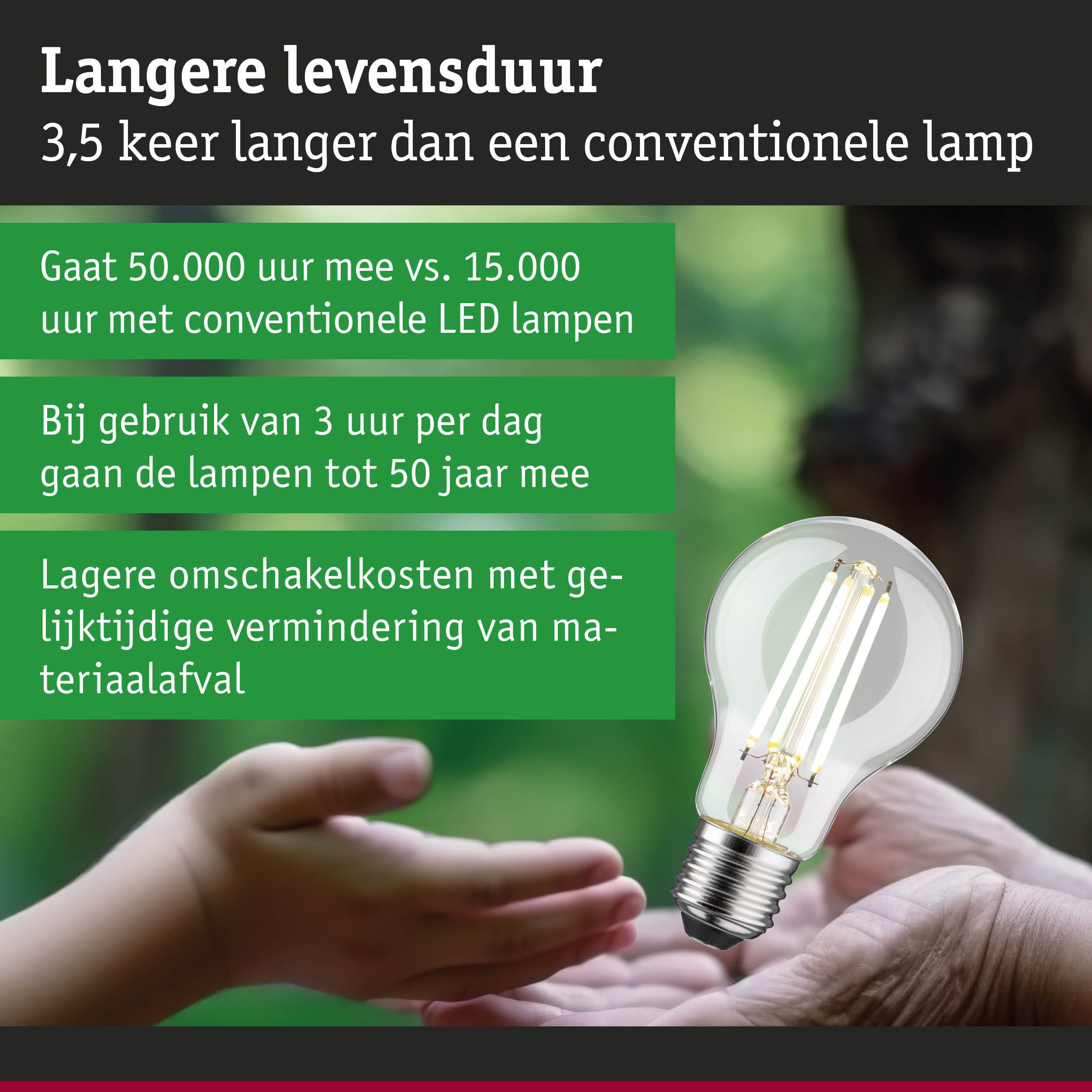 Paulmann LED-Leuchtmittel Eco-Line Filament 230V LED Birne E27 806lm 4,3W 4000K dimmbar Klar, E27, 1 St., Neutralweiß