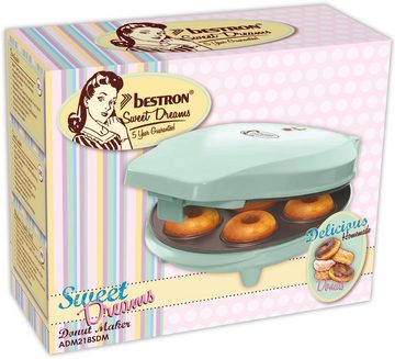 bestron Donut-Maker ADM218SDM Sweet Dreams, 700 W, im Retro Design, Antihaftbeschichtung, Farbe: Mint