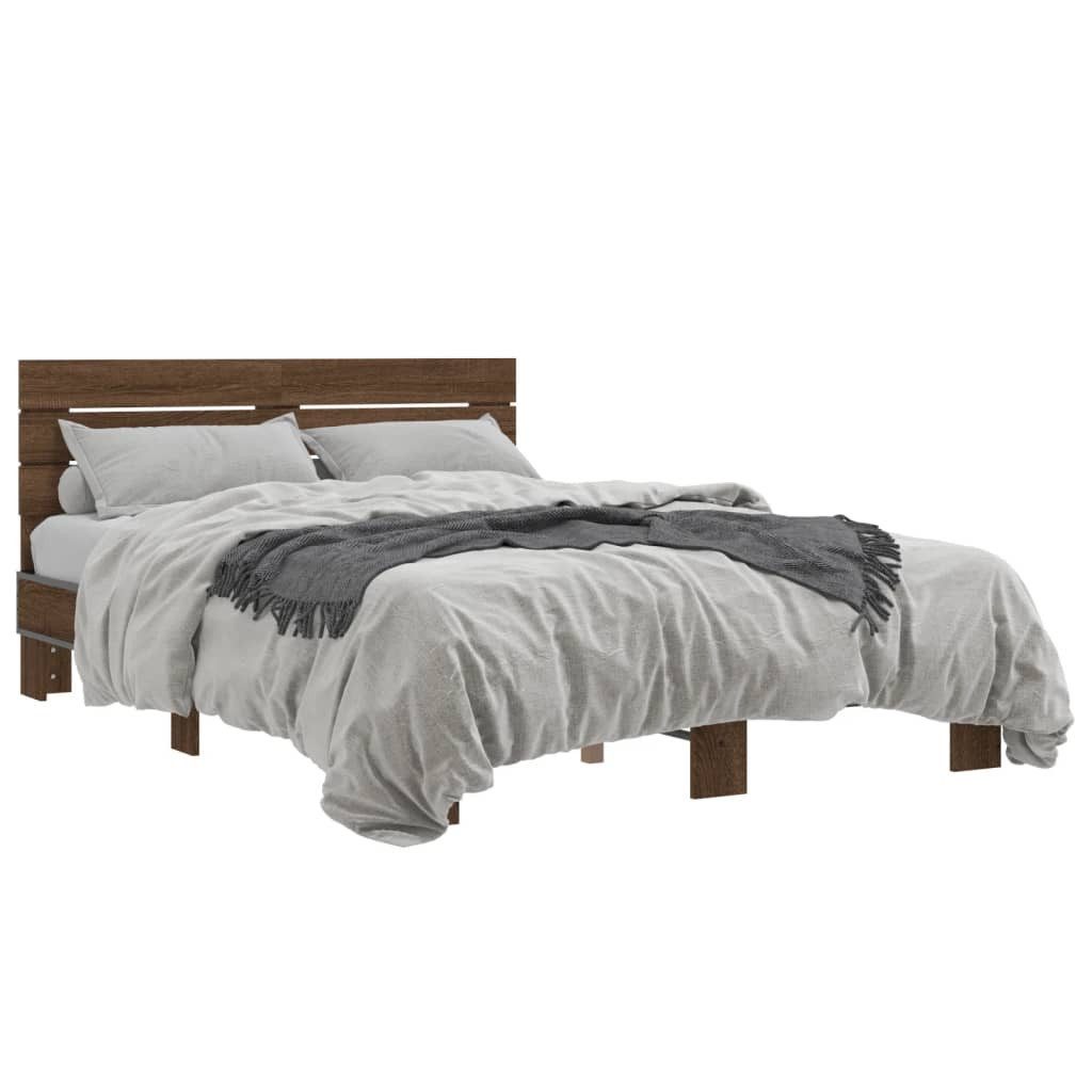 vidaXL Bett Bettgestell Braun Eichen-Optik 140x200 günstig online kaufen
