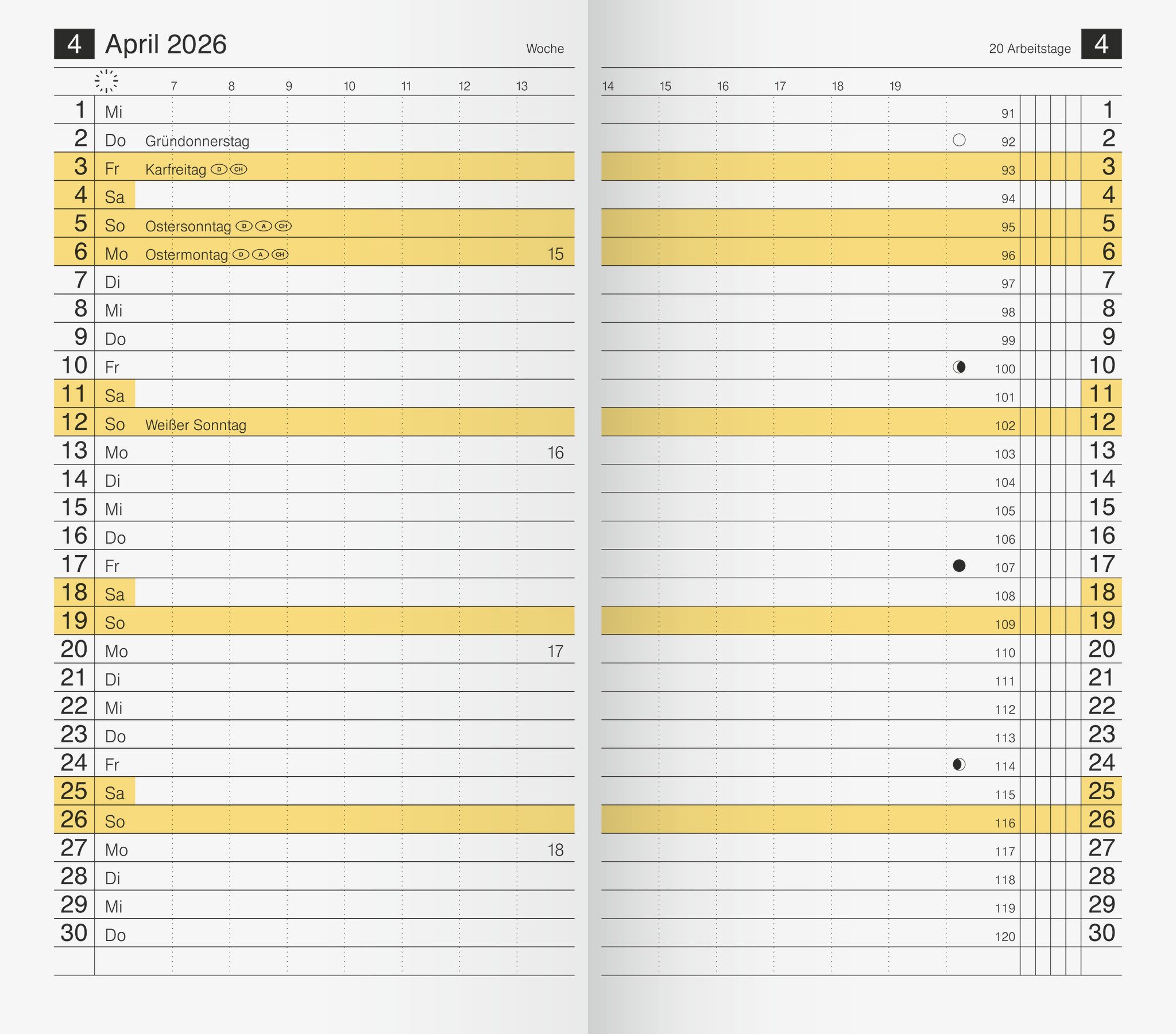 BRUNNEN Terminplaner rido Ersatzkalender 2026 M-planer deutsch 70-46830006