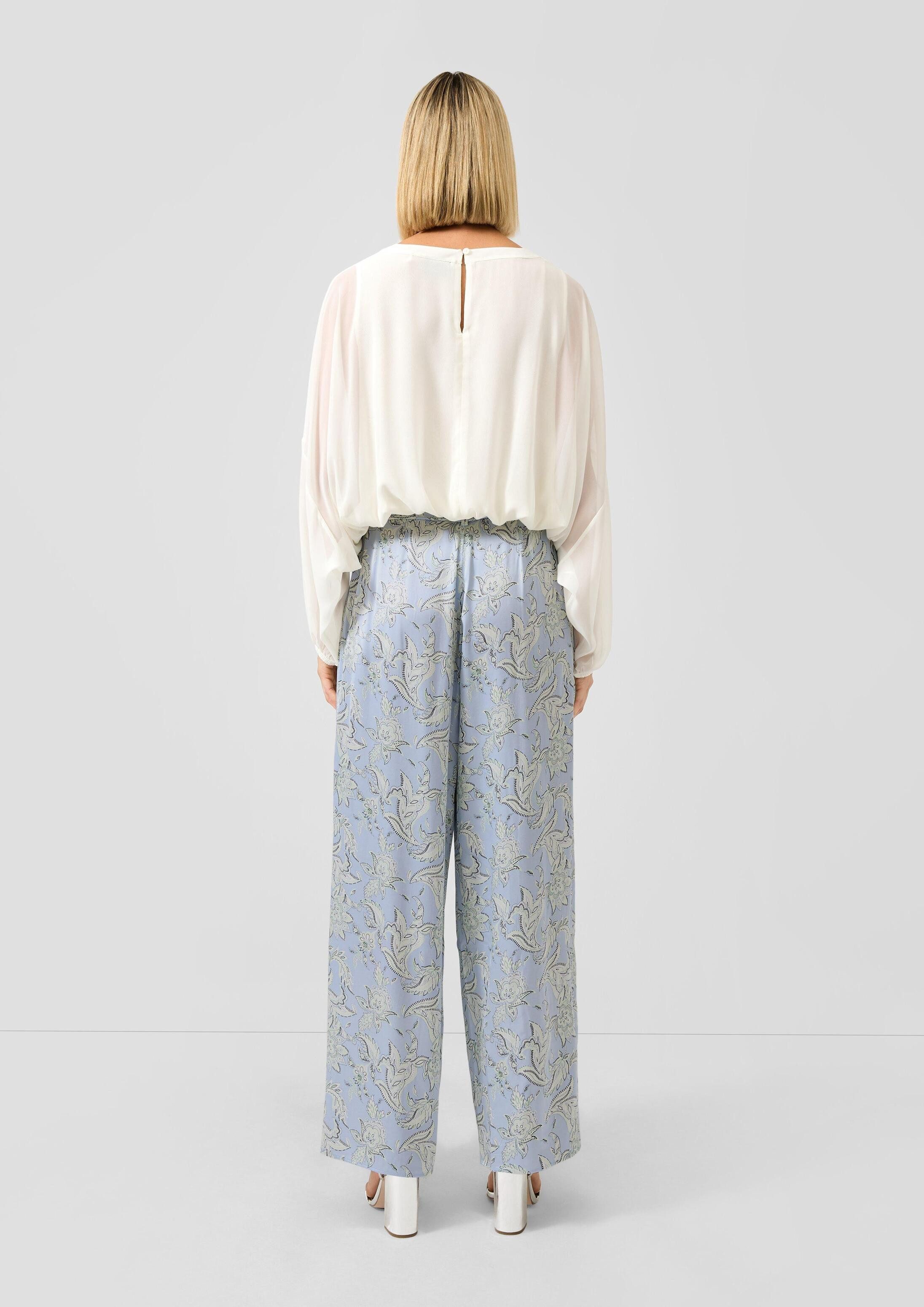 s.Oliver 7/8-Hose Hose Satinierte Wide-Leg-Hose mit All-over-Print