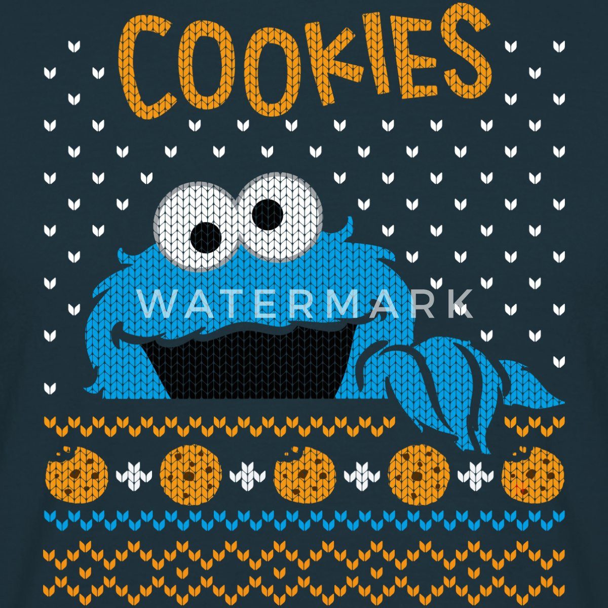 Spreadshirt T-Shirt Sesamstraße Krümelmonster Ugly Xmas Männer T-Shirt (1-tlg)