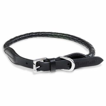 Monkimau Hunde-Halsband Hundehalsband Leder Halsband Hund schwarz rund geflochten S-XS, Leder