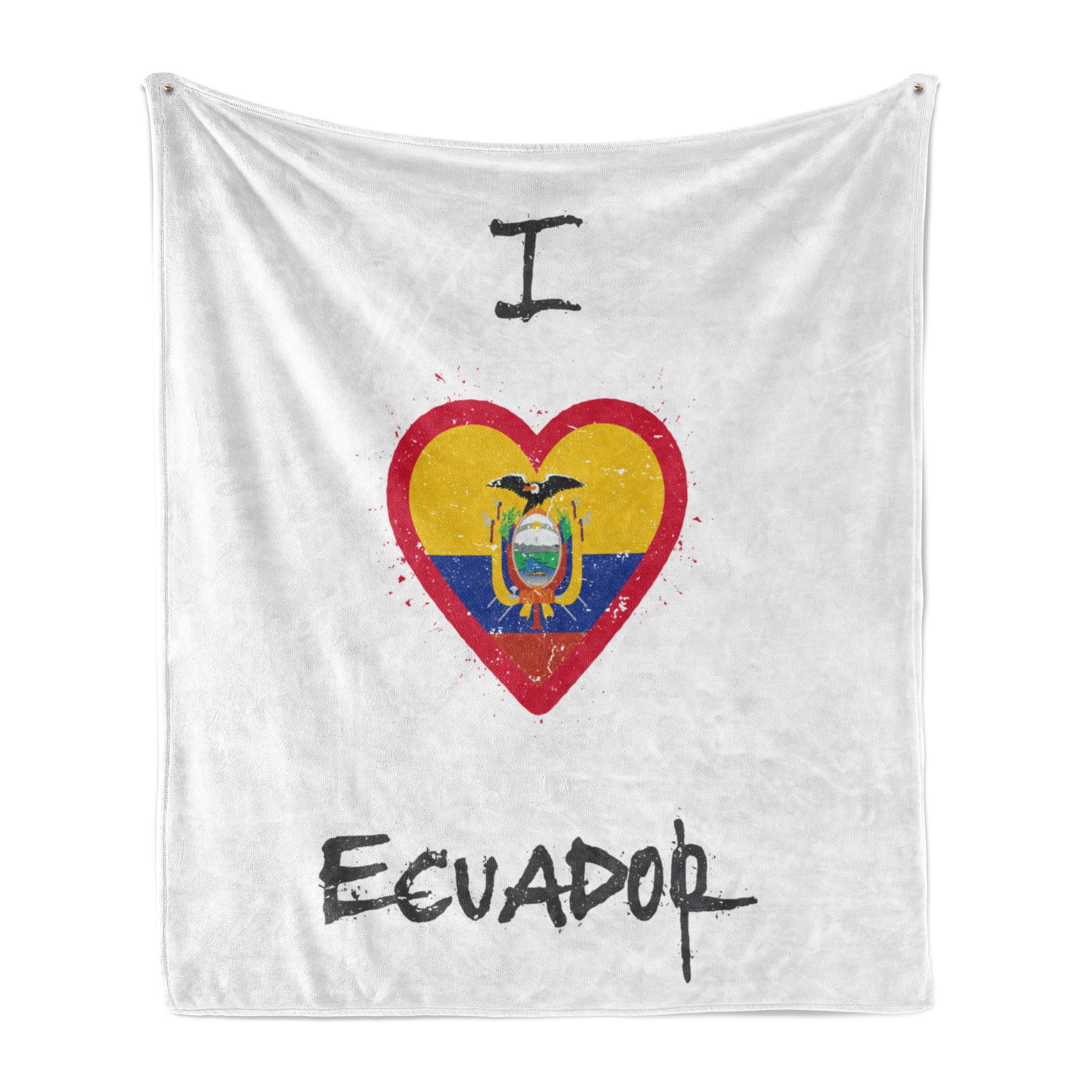 Wohndecke Gemütlicher Plüsch für den Innen- und Außenbereich, Abakuhaus, Ecuador I Love Ecuador-Herz-Flagge