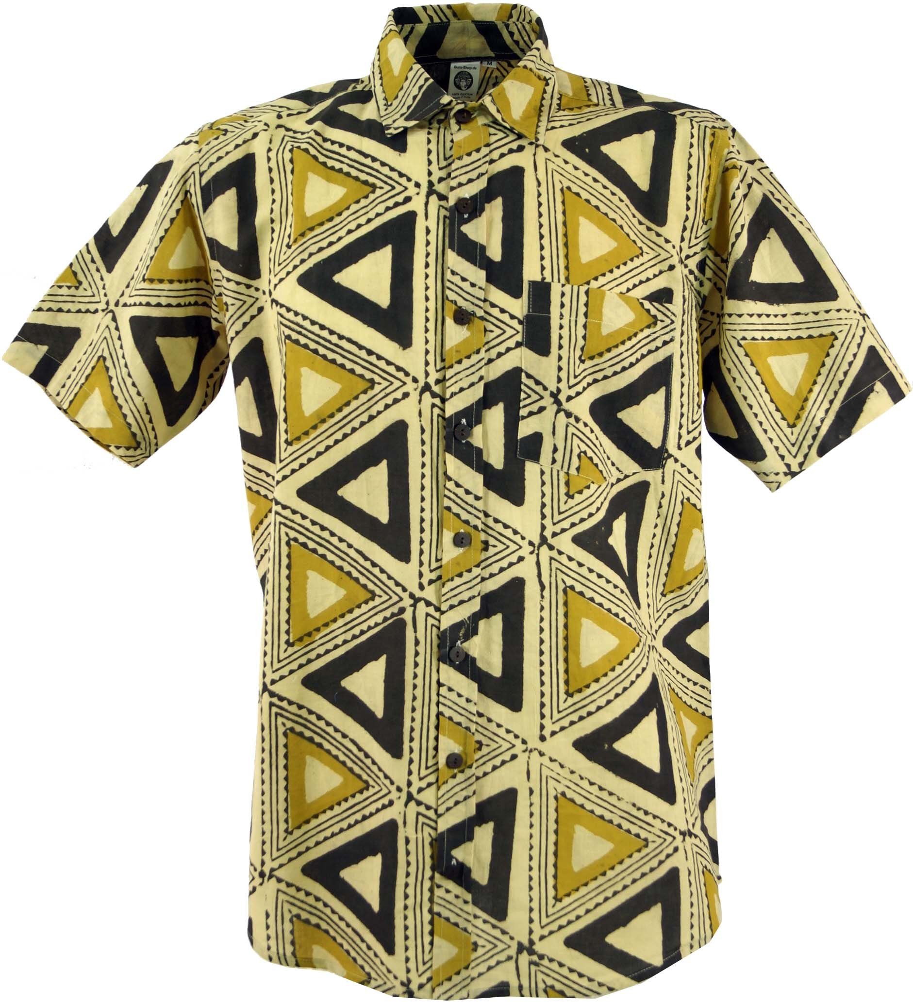 Guru-Shop Hemd & Shirt Freizeithemd, Goa Hippie Hemd, Kurzarm.. Retro, Ethno Style, alternative Bekleidung