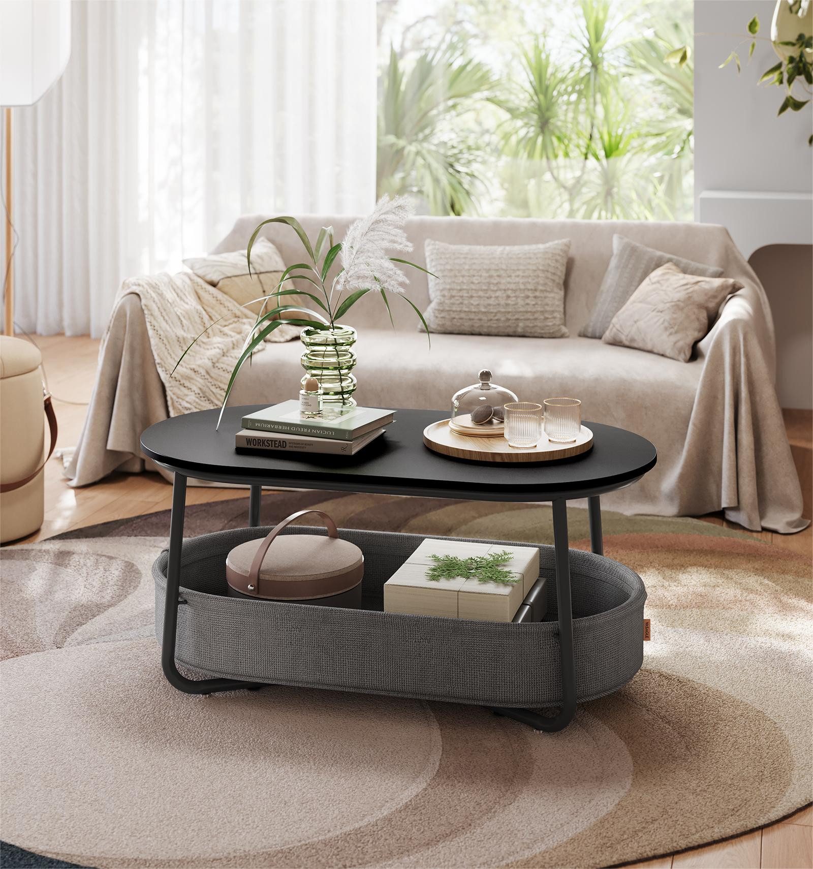 VASAGLE Couchtisch, Beistelltisch, Wohnzimmertisch mit Korb günstig online kaufen