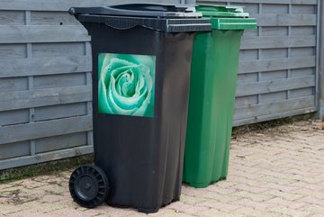 MuchoWow Wandsticker Mintgrüne Rose (1 St), Mülleimer-aufkleber, Mülltonne, Sticker, Container, Abfalbehälter