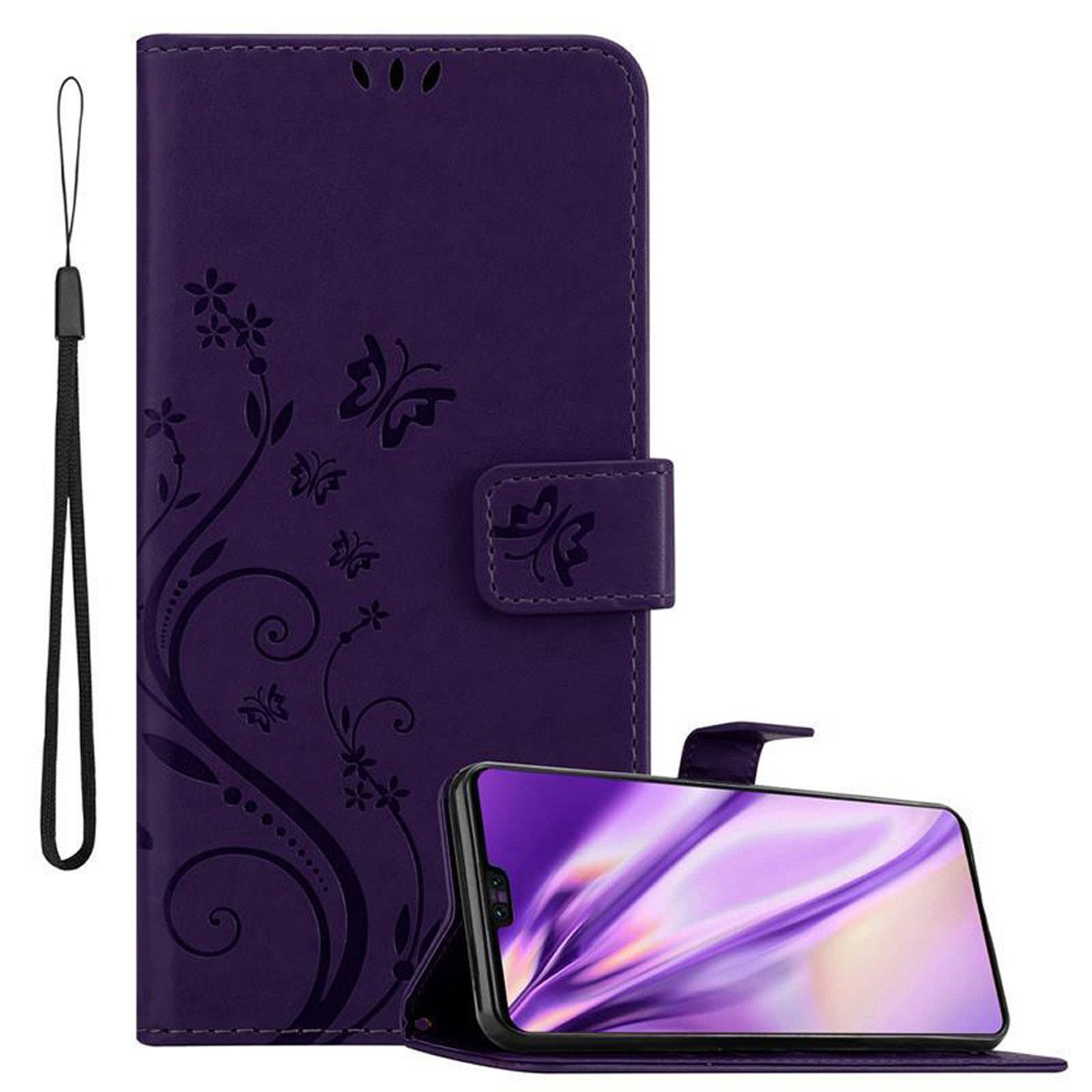 Cadorabo Handyhülle für Huawei MATE 30 Hülle Huawei MATE 30, Hülle Schutzhülle Blumen Flower mit Standfunktion Kartenfach Magnet