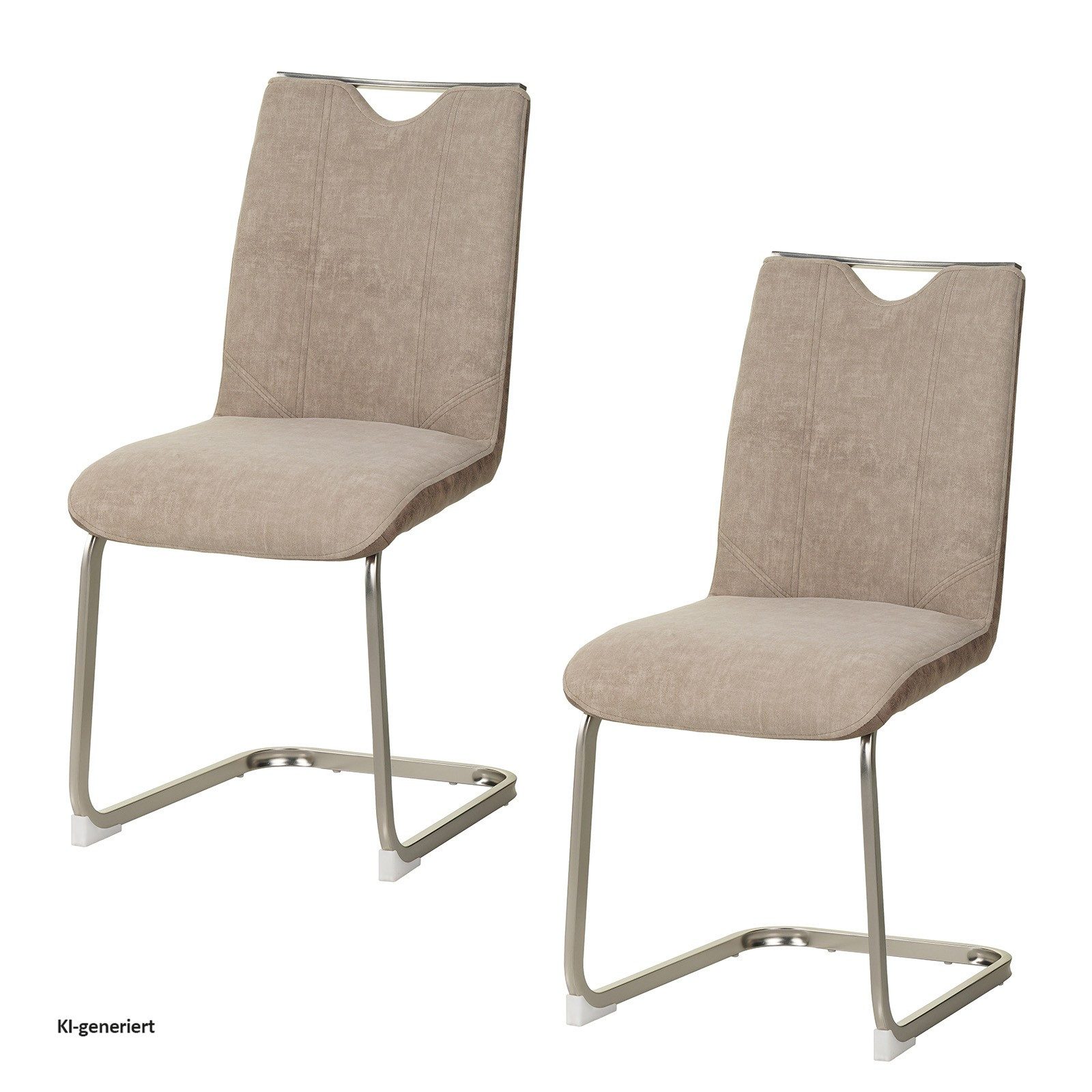 HTI-Living Freischwinger Schwingstuhl Taupe/Antikhellbraun 2er Set Emrys (Set, 2 St), Esszimmerstuhl Küchenstuhl Besucherstuhl