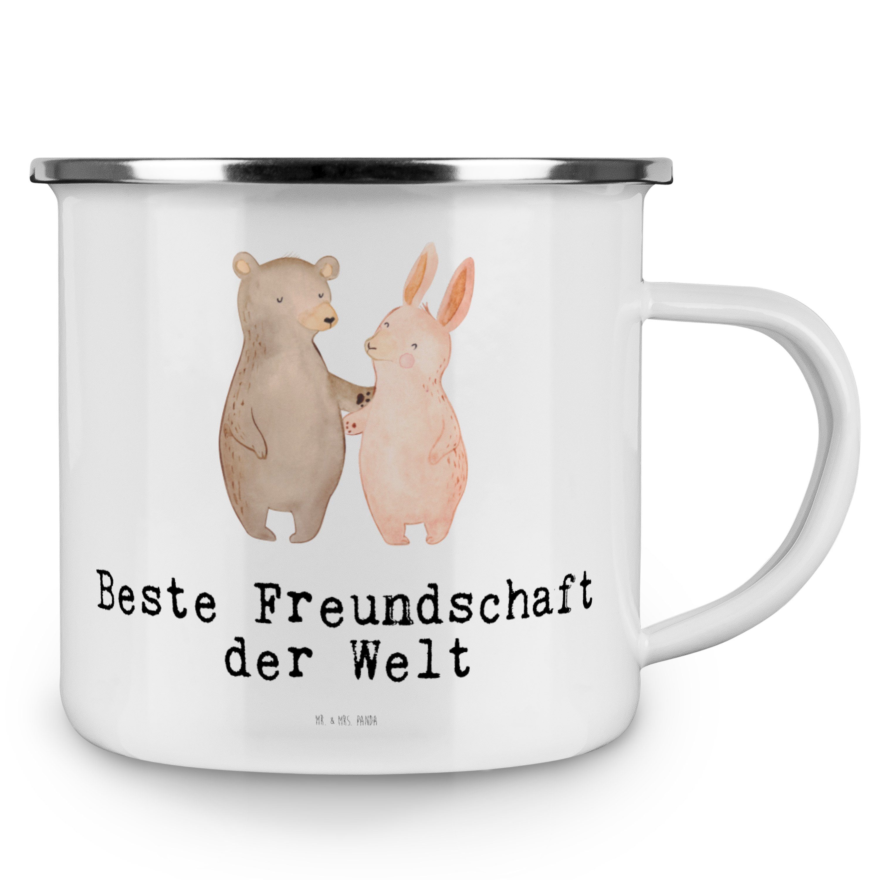 Kaffee & Panda Emaille Welt Freundschaft Mrs. der Weiß Beste Hase Mr. Blech, Becher - Geschenk, - bff,