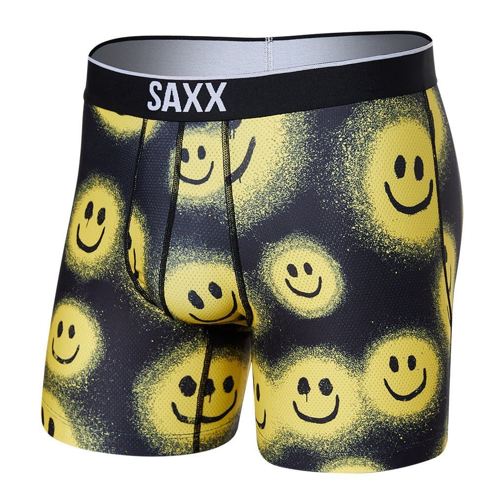 SAXX Lange Unterhose Saxx M Volt Boxer Brief Herren Kurze Unterhose Painted Smile - Black