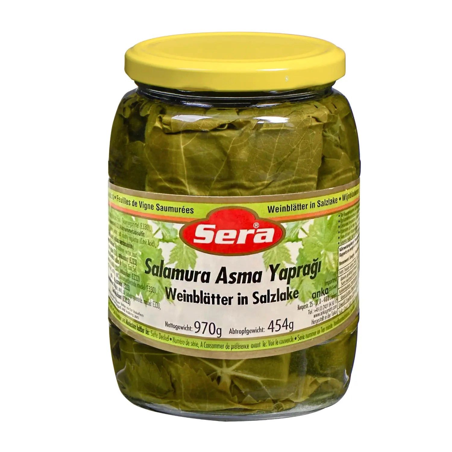 SERA FOOD Antipasti Sera Eingelegte Weinblätter, 1 x 970,00 g, Tender Vine Leaves for Traditional Wraps