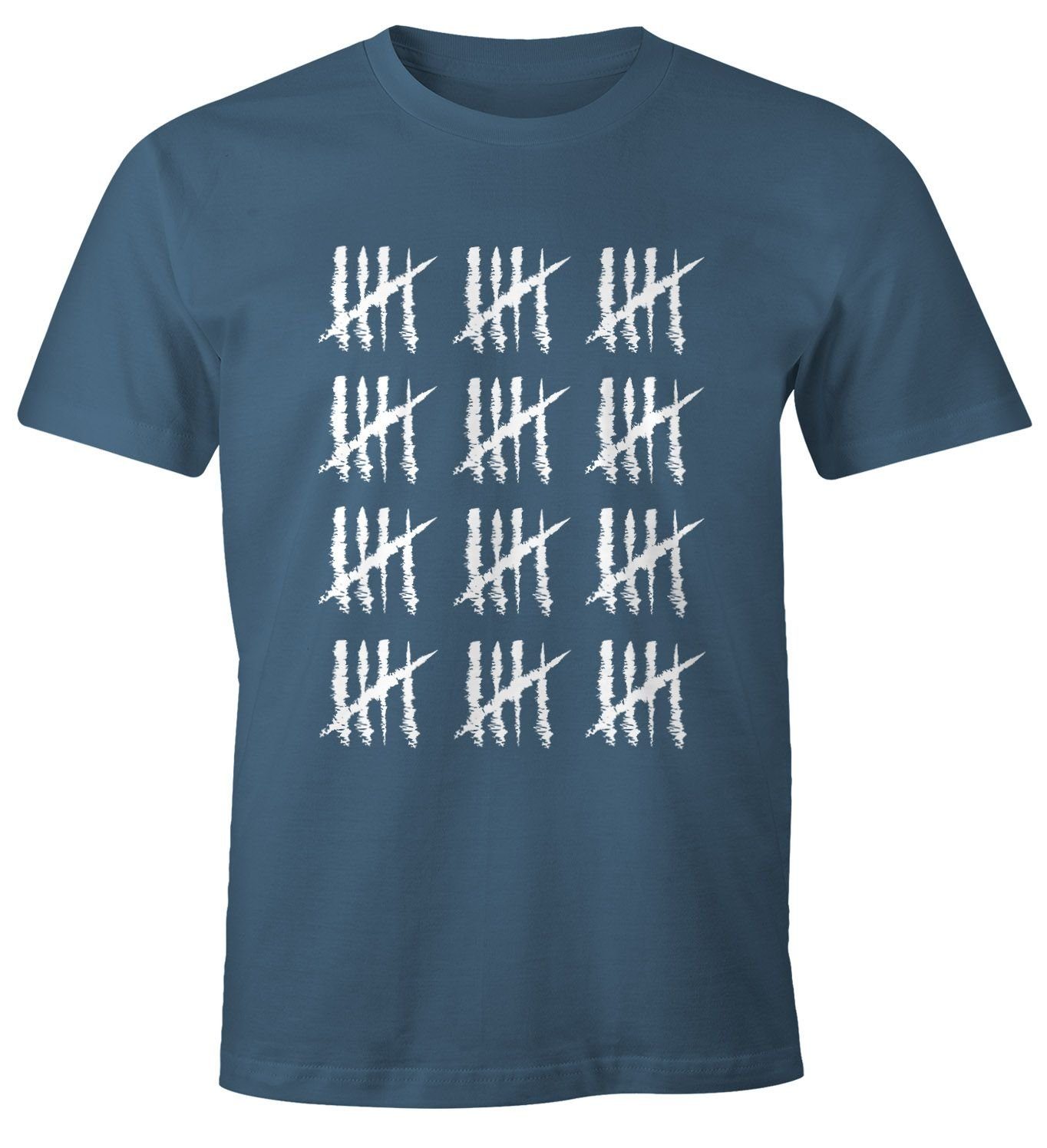 MoonWorks Print-Shirt Herren T-Shirt [object Object] Geburtstag Strichliste Striche Jubiläum Jahrgang Geschenk Alter Fun-Shirt Moonworks® mit Print 60 blau