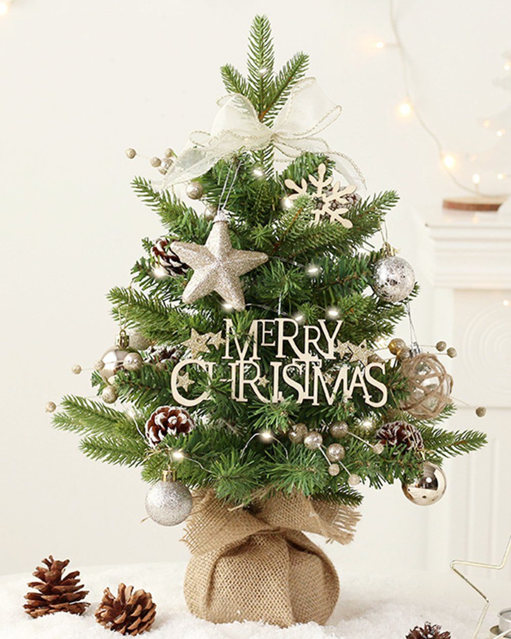 Dekorative Künstlicher Weihnachtsbaum Mini Künstlich Weihnachtsbaum, Tisch Tannenbaum Weihnachten, Mit drehbarem Oktavfuß Tisch Tannenbaum Weihnachten Deko für Büro | Künstliche Weihnachtsbäume