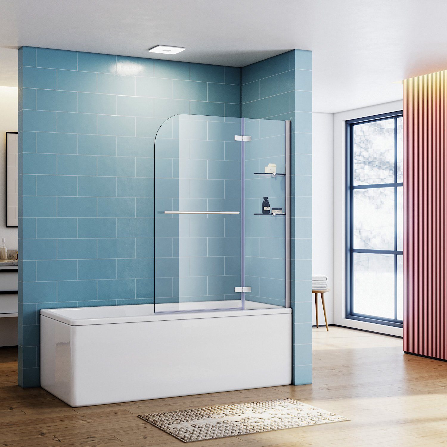SONNI Badewannenaufsatz »Duschtrennwand für Badewanne«,  Einscheibensicherheitsglas mit Nano Beschichtung, mit Eckregal und  Handtuchhalter, Höhe 140cm online kaufen | OTTO