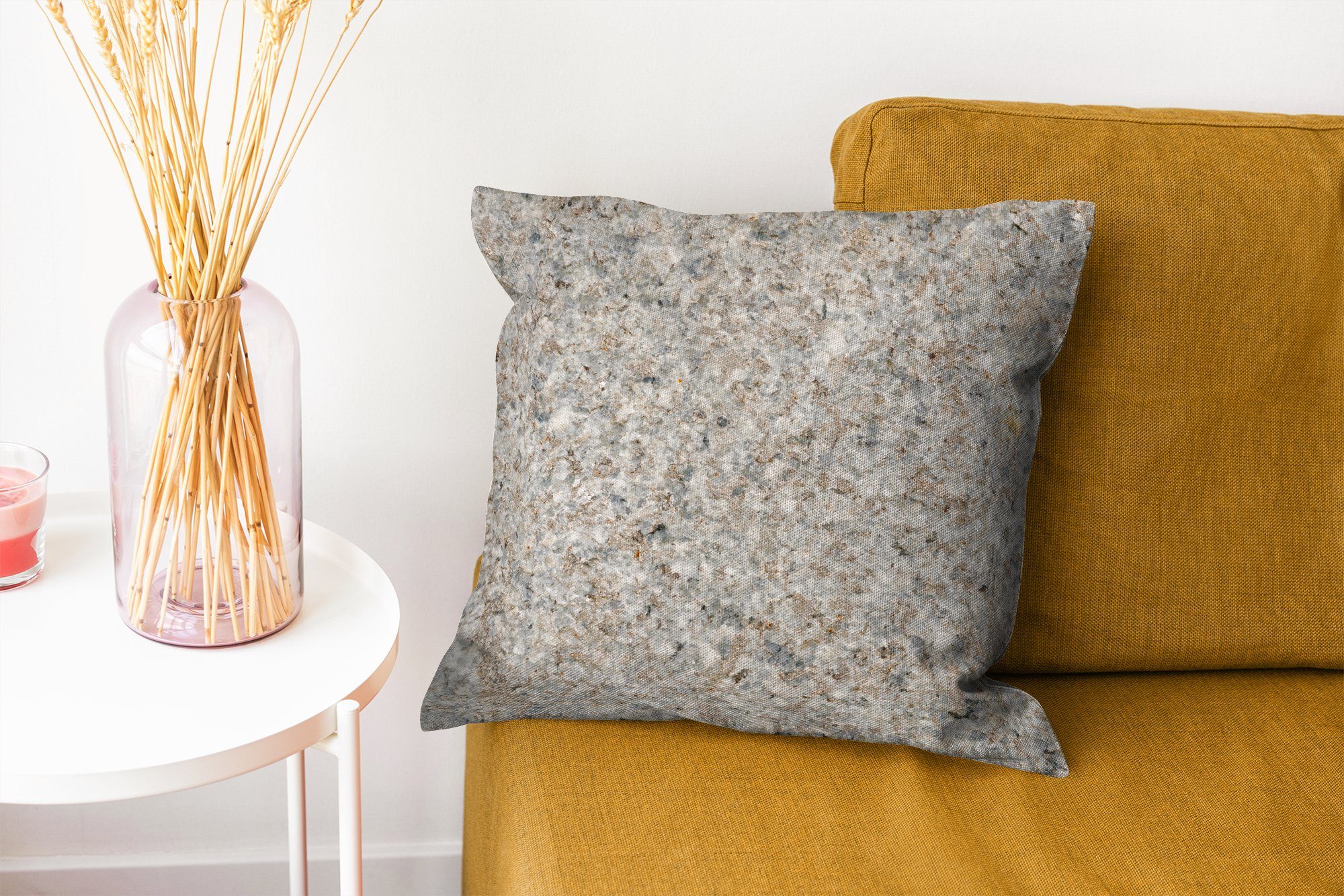 MuchoWow Dekokissen Granit für Schlafzimmer, Füllung - - Deko, - Weiß Stein - Zierkissen Sofakissen Grau Textur, Wohzimmer, mit