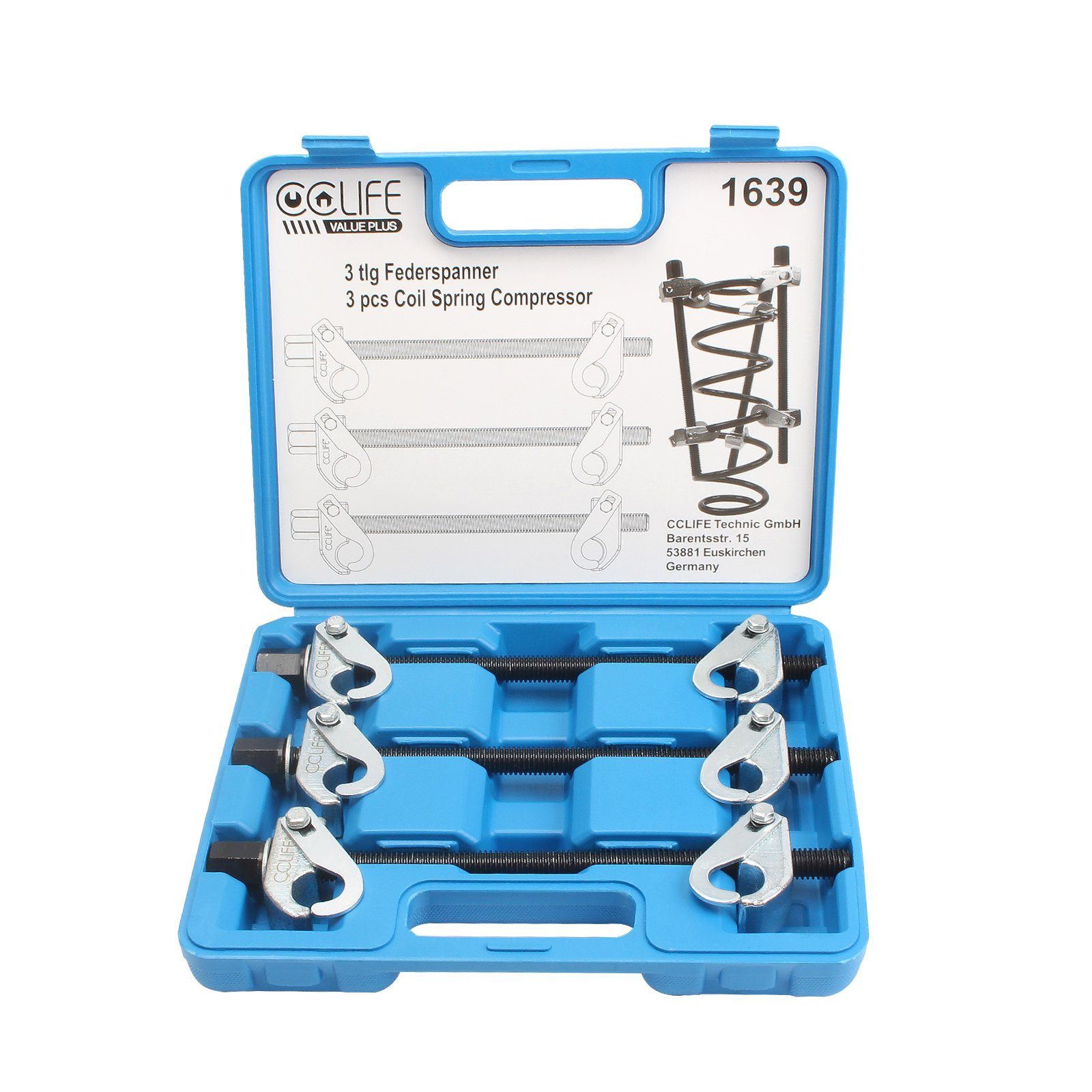 CCLIFE Werkzeugset 3tlg Universal Federspanner, Auto Tuning, 305MM Belastung 1,2T