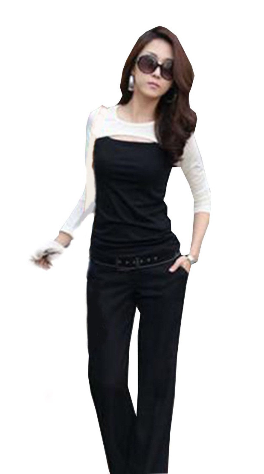 Mississhop 3/4-Arm-Shirt Zweifarbige Oberteil Bluse / Tunika / Longshirt Boho Style S M L XL