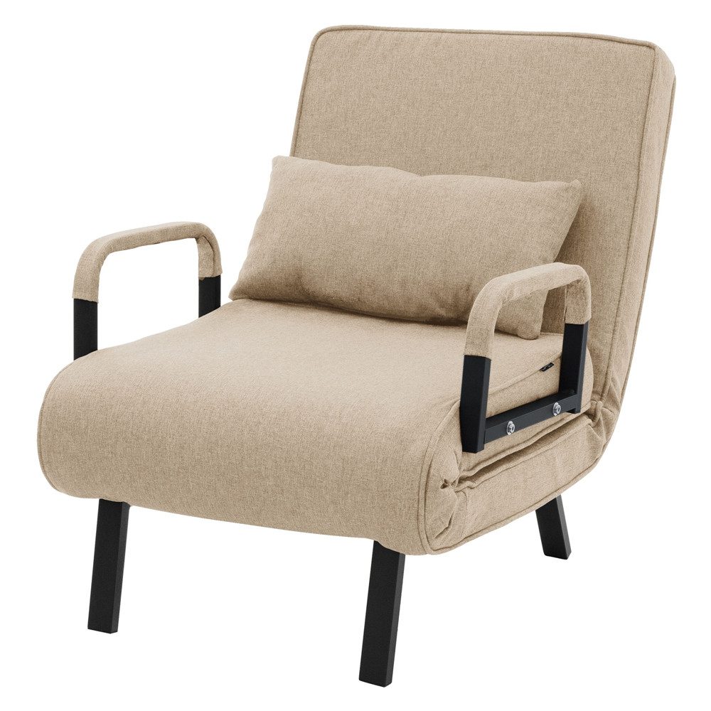 ML-DESIGN Relaxsessel Schlafsessel mit Bettfunktion 3in1 Sessel mit Schlaffunktion klappbar, Bettsessel Klappsessel Faltbares Schlafsofa Stahl/ Chenille Braun