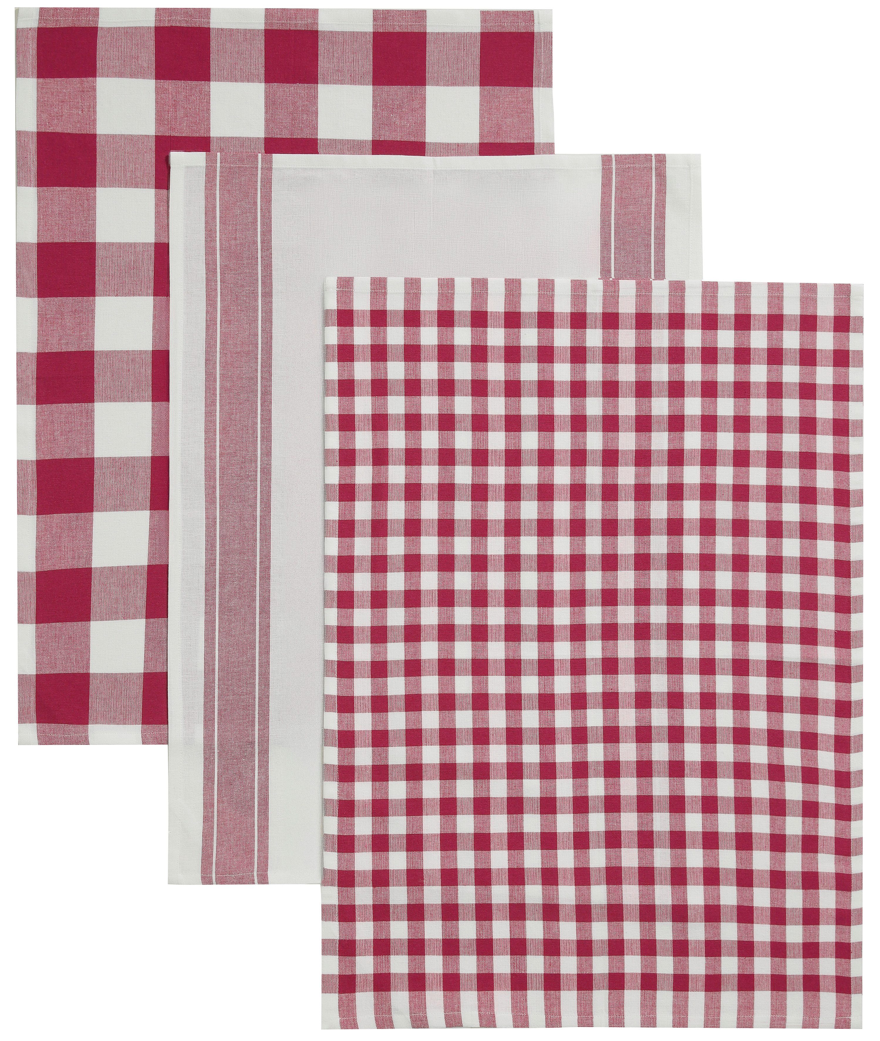 OTTO home Geschirrtuch Ravven, (Set, 3-tlg., 3er Set), 100 % Baumwolle, 65 × 50 cm, 3er-Set, Farbauswahl, Karo, Streifen