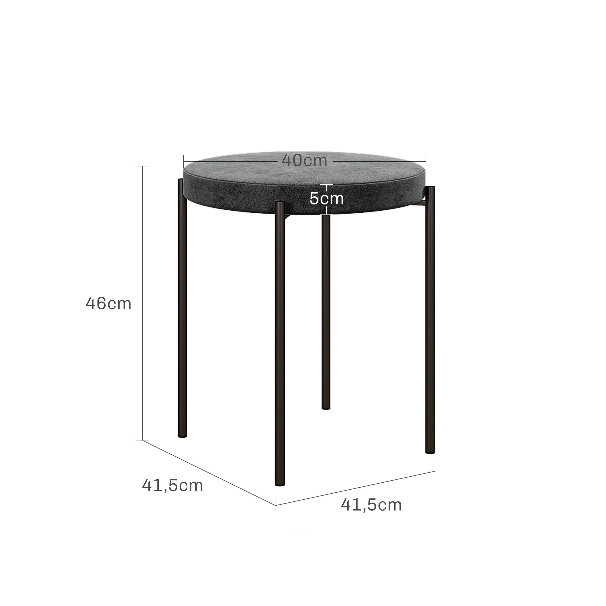 HOMCOM Esszimmerstuhl Stapelhocker Polsterhocker aus Metall Wohnzimmer (Hocker, 4 St), für Wohnzimmer, Esszimmer, Dunkelgrau – Bild 3 von 5