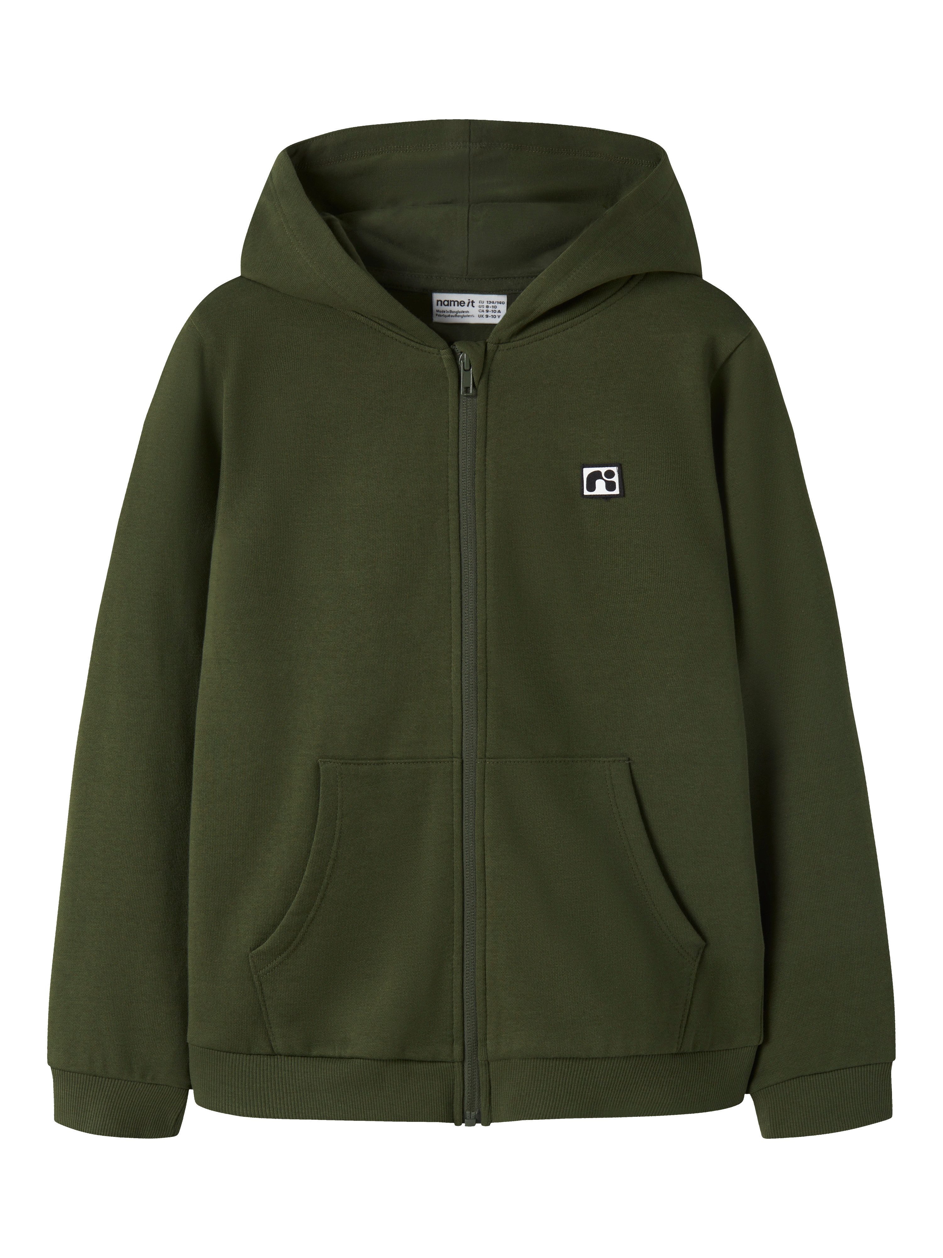 Name It Sweatjacke NKMFLO LS SWEAT CARD WH BRU Baumwolle, regular fit