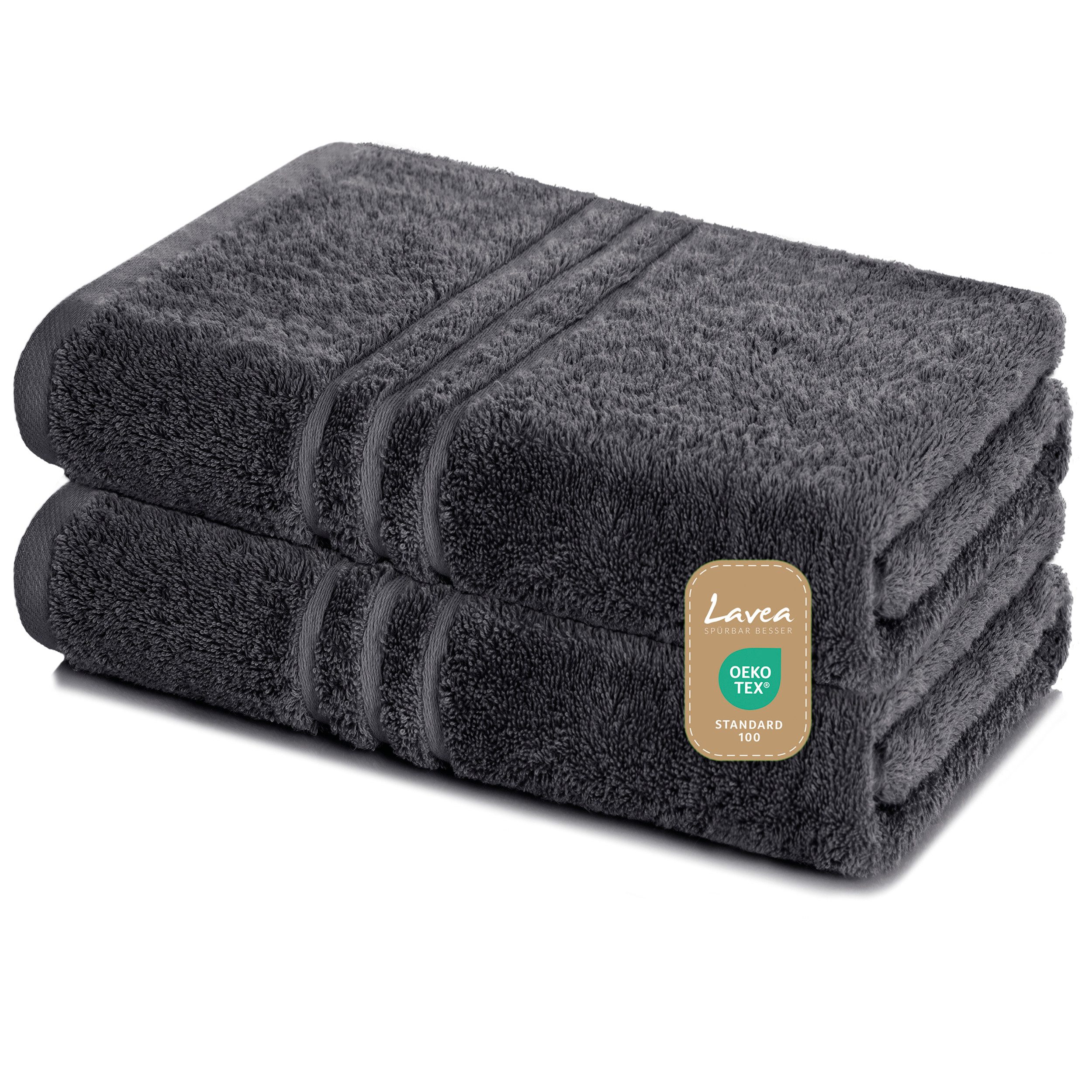 Lavea Saunatuch Set Saunahandtuch 80x200 cm Elena Frottee, Sauna-Handtücher, 100% Baumwolle (Set, 2-St), 500 g/m² Frottier, weich & saugstark, pflegeleicht