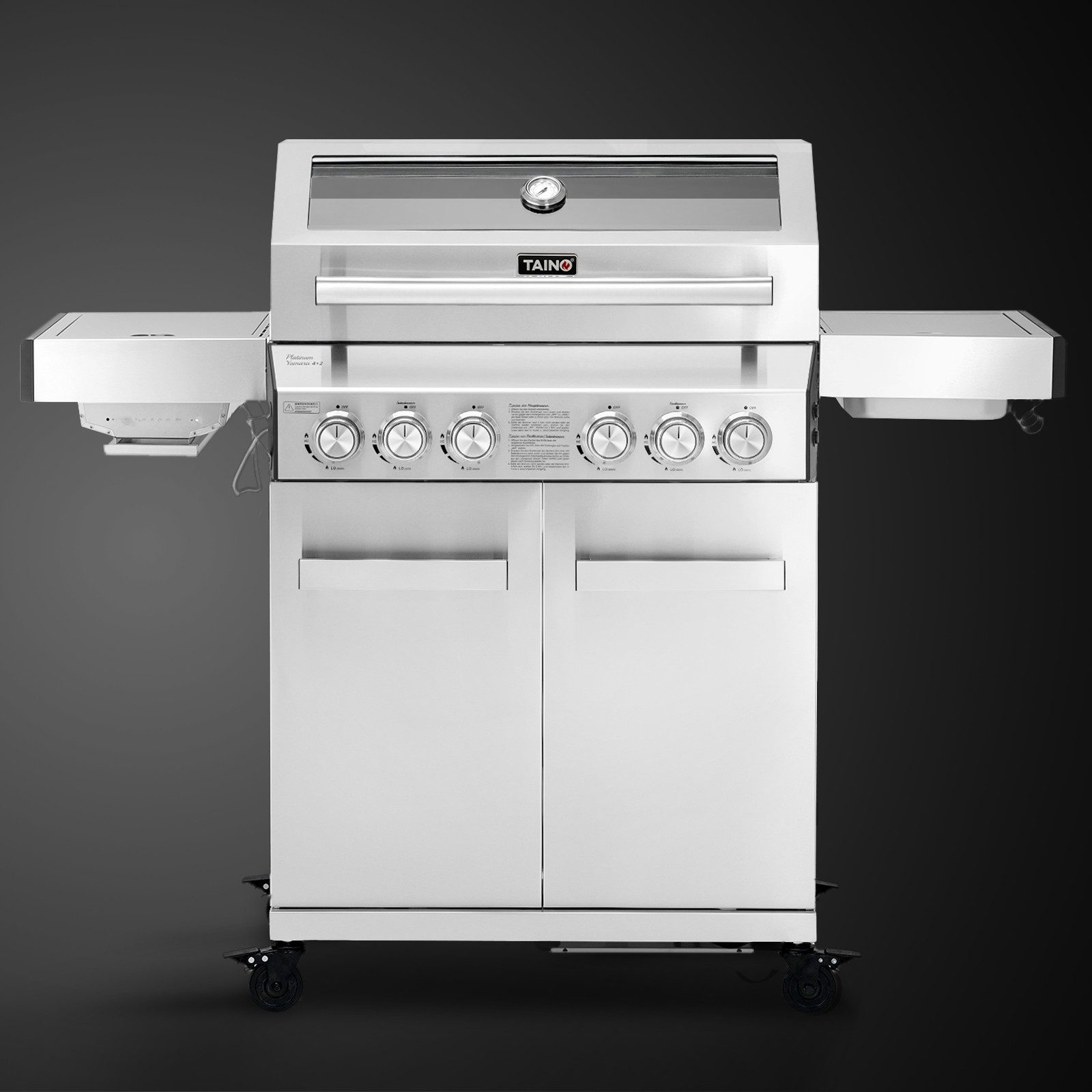 TAINO Gasgrill, PLATINUM YAMARA 4+2, Gusseisenrost, Backburner, Sear-Brenner