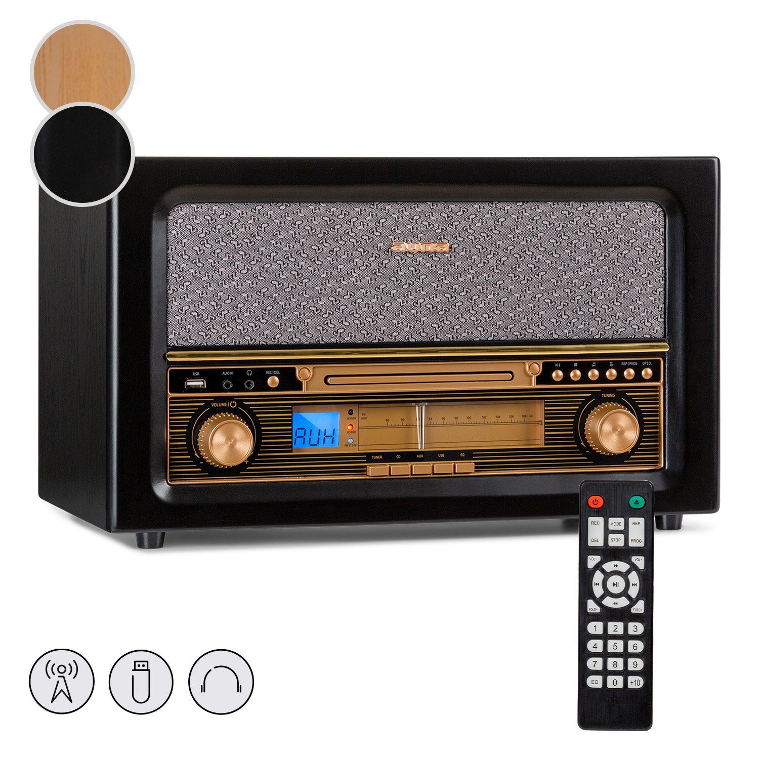 Auna Belle Epoque Stereoanlage (UKW-Radiotuner, 5 W) Schwarz