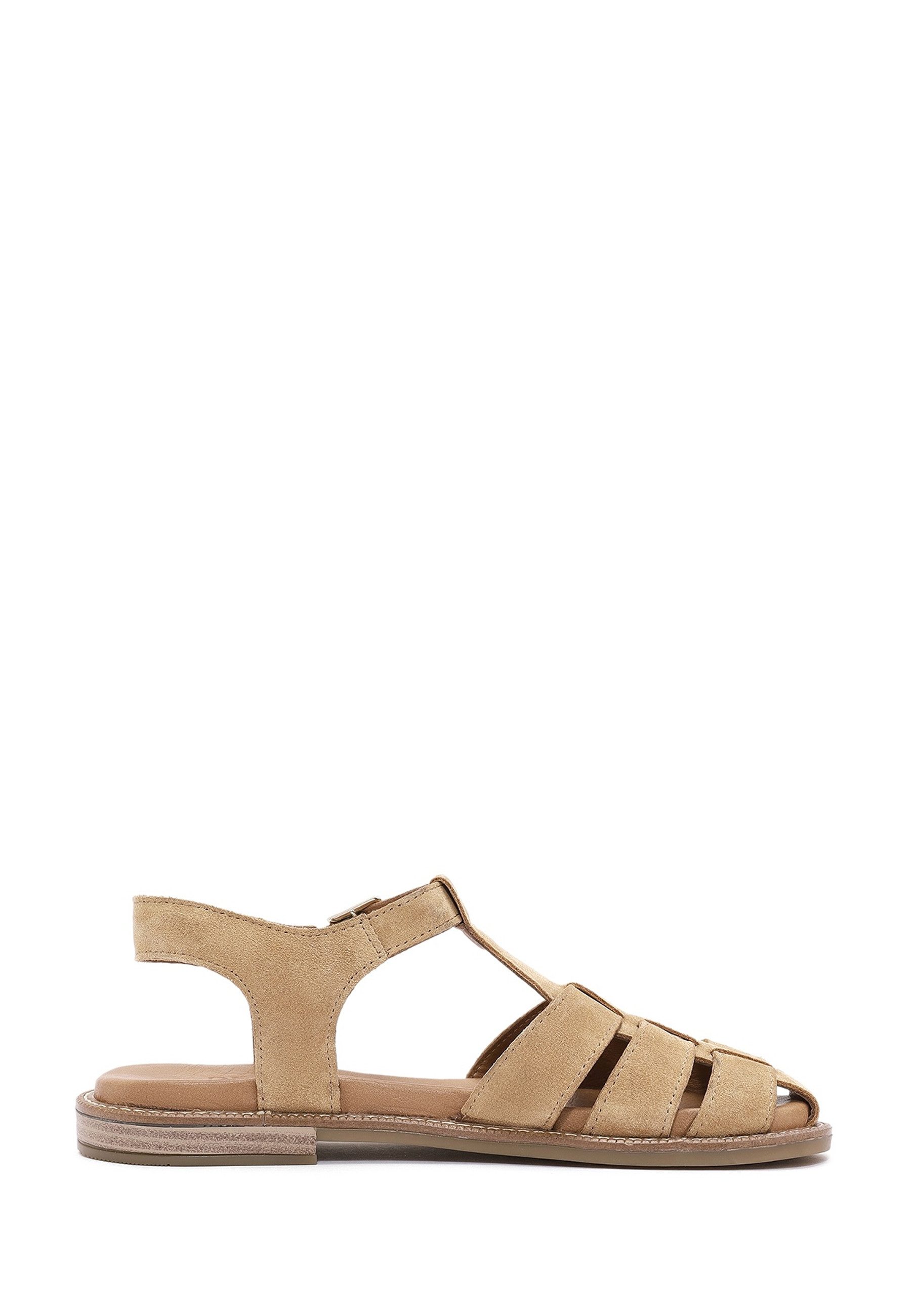 Derimod Sandalen aus Veloursleder Sandale Echtes Leder, Lederfutter, Schnallenverschluss, Riemchendesign