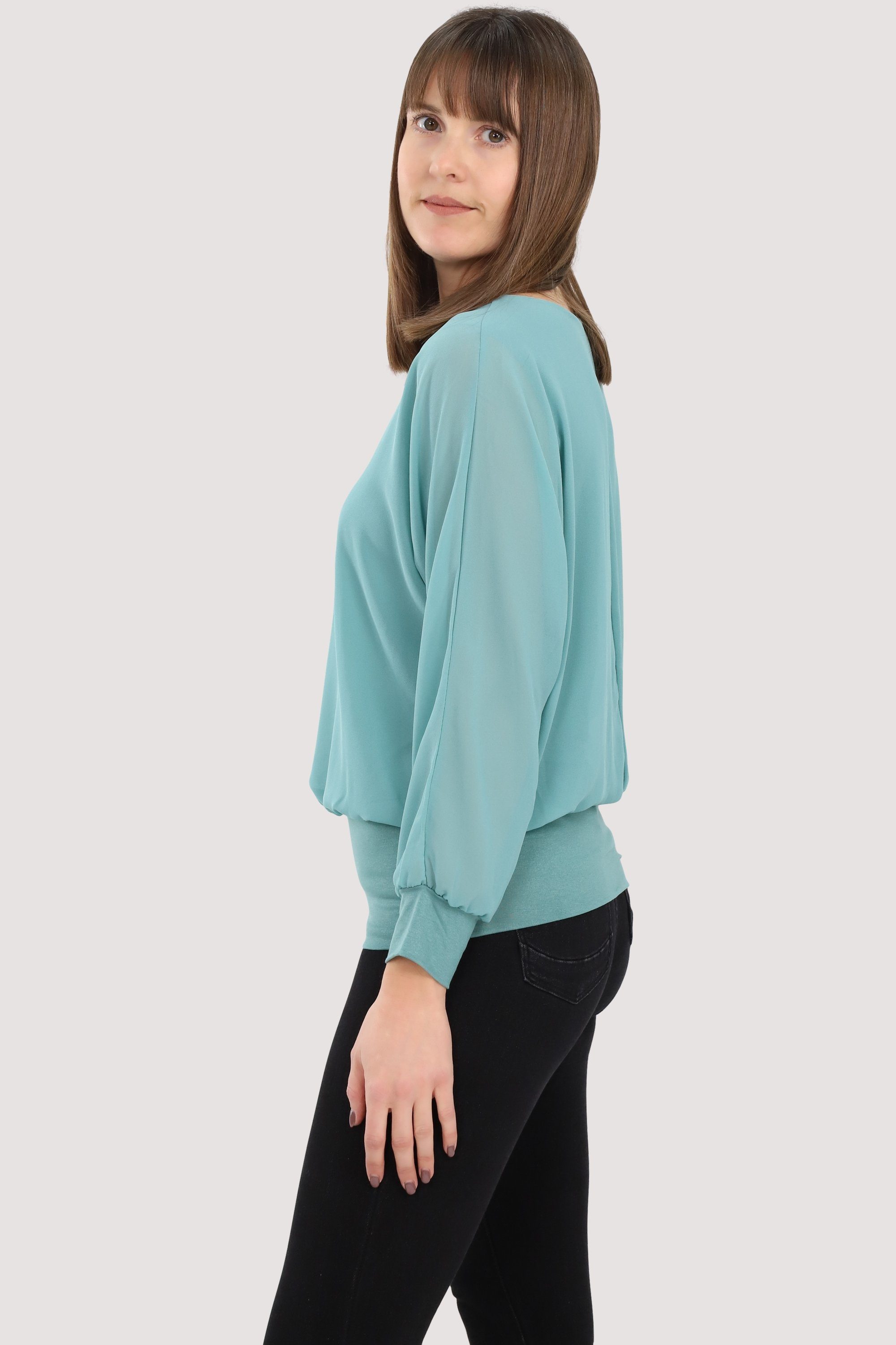 more fashion Chiffonbluse than malito 6297 Bluse mit Fledermausärmeln jadegrün Einheitsgröße