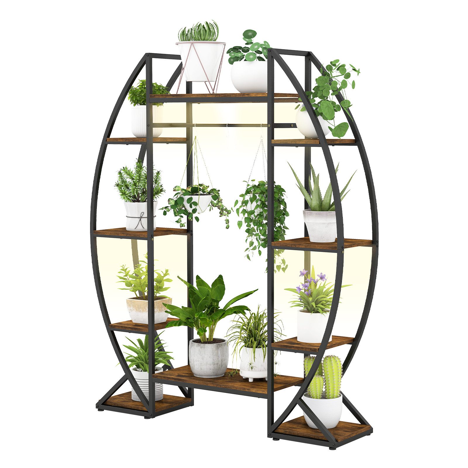 COSTWAY Blumenständer, 10-stöckiger Pflanzenständer mit Licht, Metall günstig online kaufen