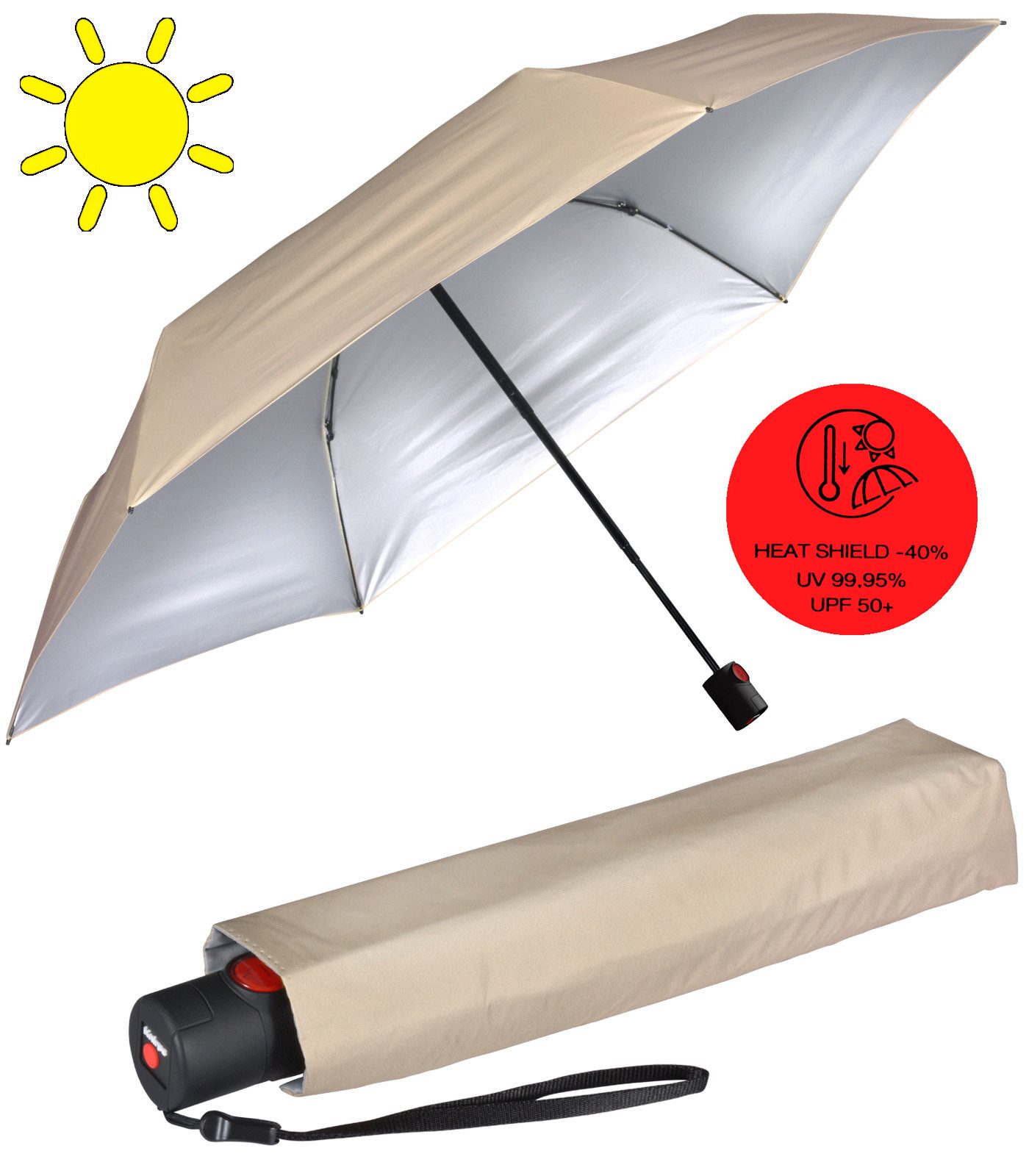 Knirps® Taschenregenschirm U.200 Ultra Light Duomatic - UV coated, mit UV- und Hitzeschutz und Auf-Zu-Automatik – Bild 4 von 5