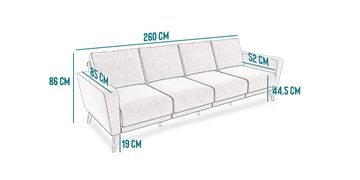 KAUTSCH.com 4-Sitzer LOTTA, zerlegbares System, modular erweiterbar, hochwertiger Kaltschaum, Wellenfederung, made in Europe