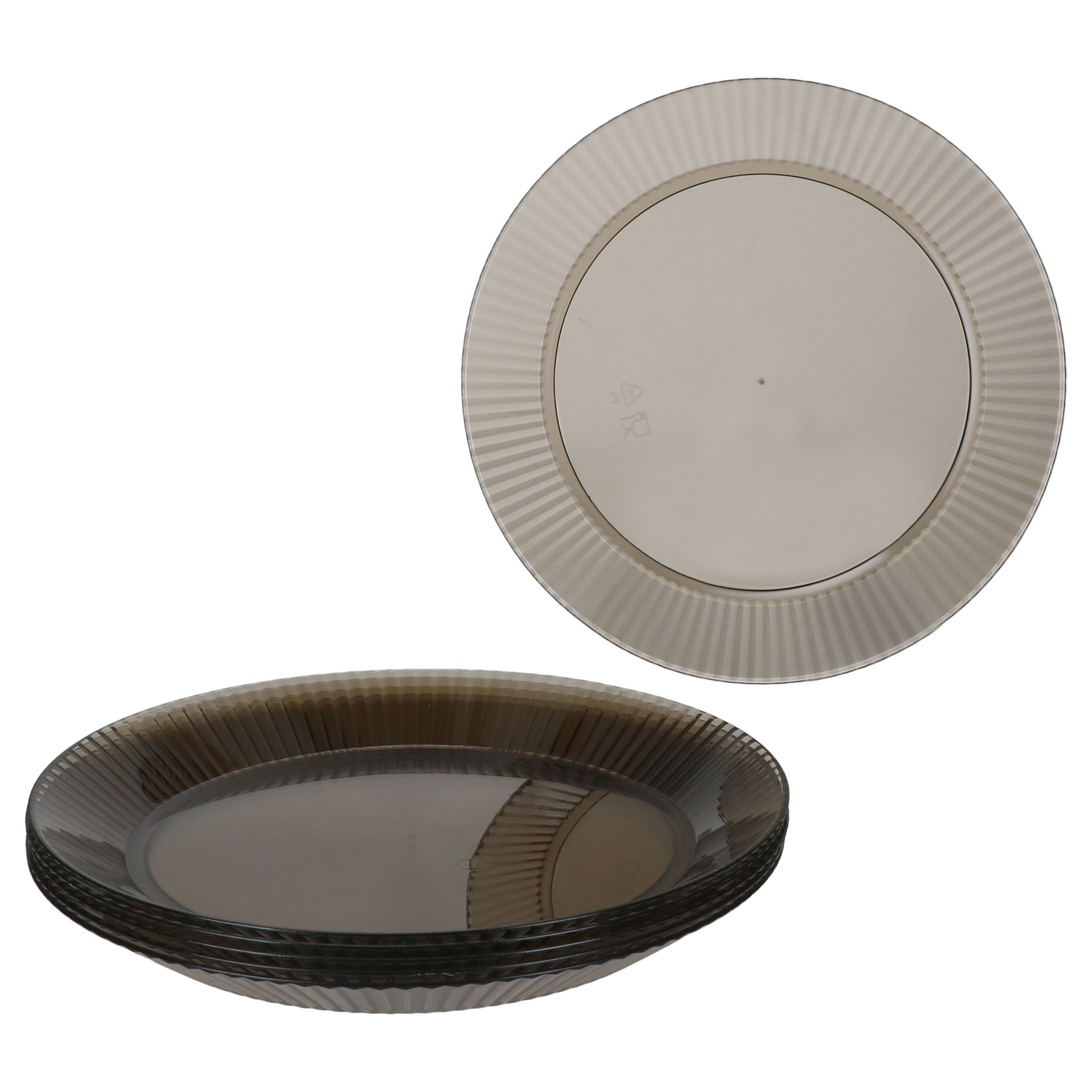 Speiseteller 6x ToGo Kunststoff-Teller grau Ø 22,5 cm Camping Outdoor Picknick