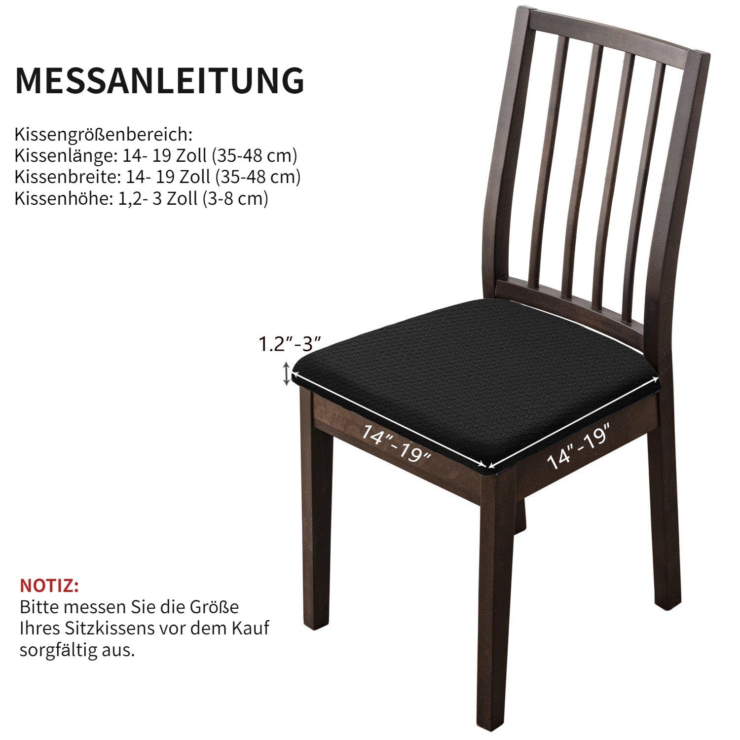 Sitz- Jacquard-Stoff Stuhlhusse, set einfarbig Schwarz HOMEIDEAS, Stuhlbezüge