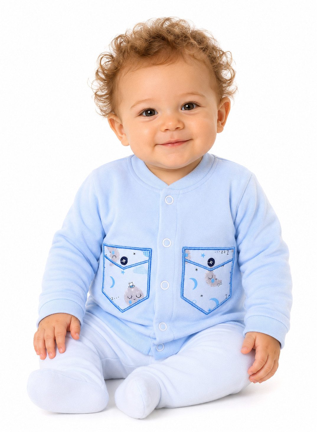 La Bortini Sweatjacke Doppellagige Baby Jacke leichtes Jäckchen in Blau aus reiner Baumwolle, 44 50 56 62 68 74 80 86 92 98