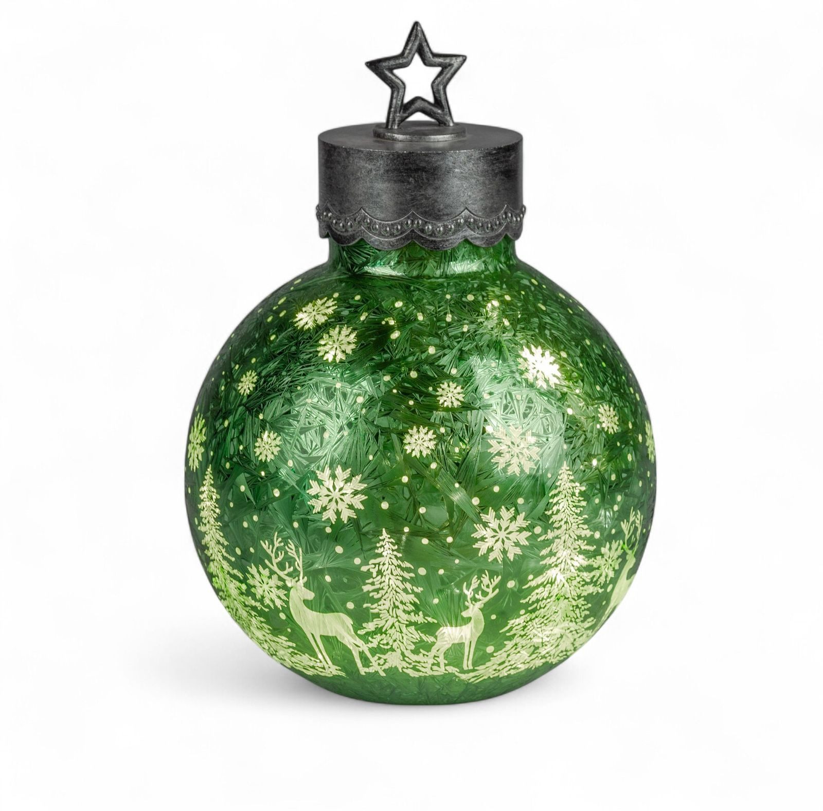 formano LED Dekolicht XL Glas-Kugel Frosty grün 30 cm Timer 6h/18h Weihnach günstig online kaufen