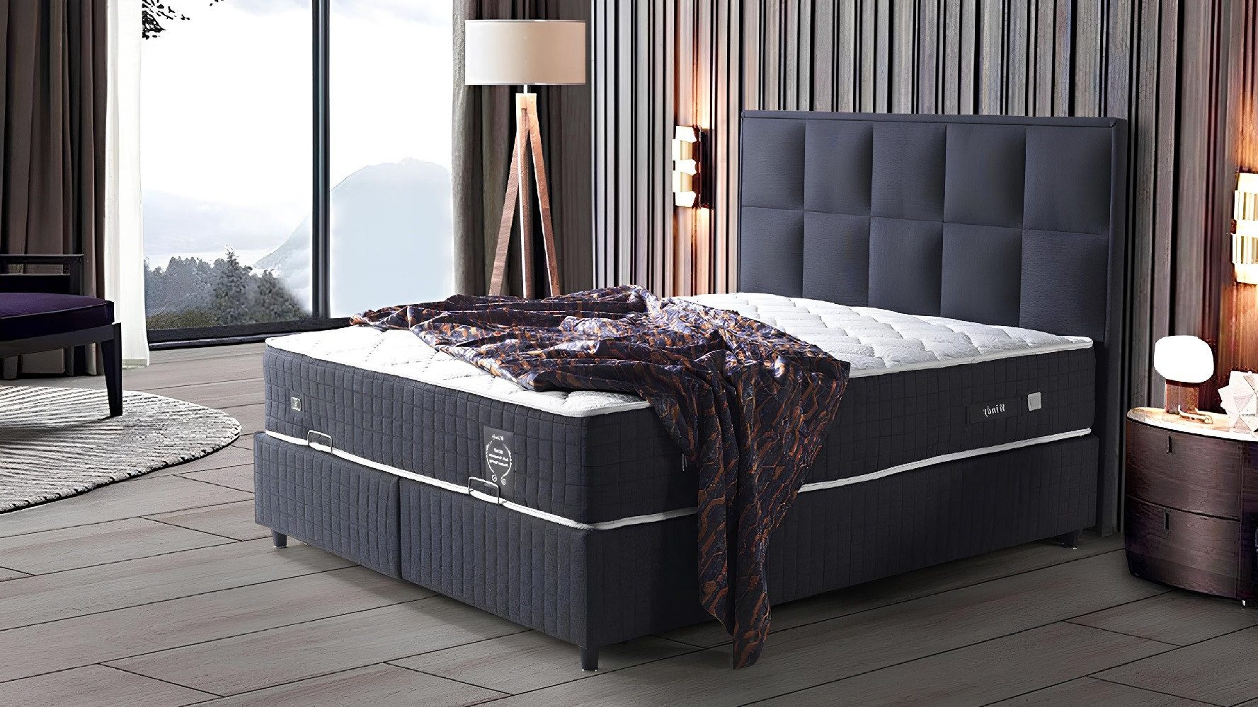Xlmoebel Boxspringbett Designer Doppelbett aus Holz mit Boxspring-Unterfederung (1-St., Bett), Hergestellt in Europa
