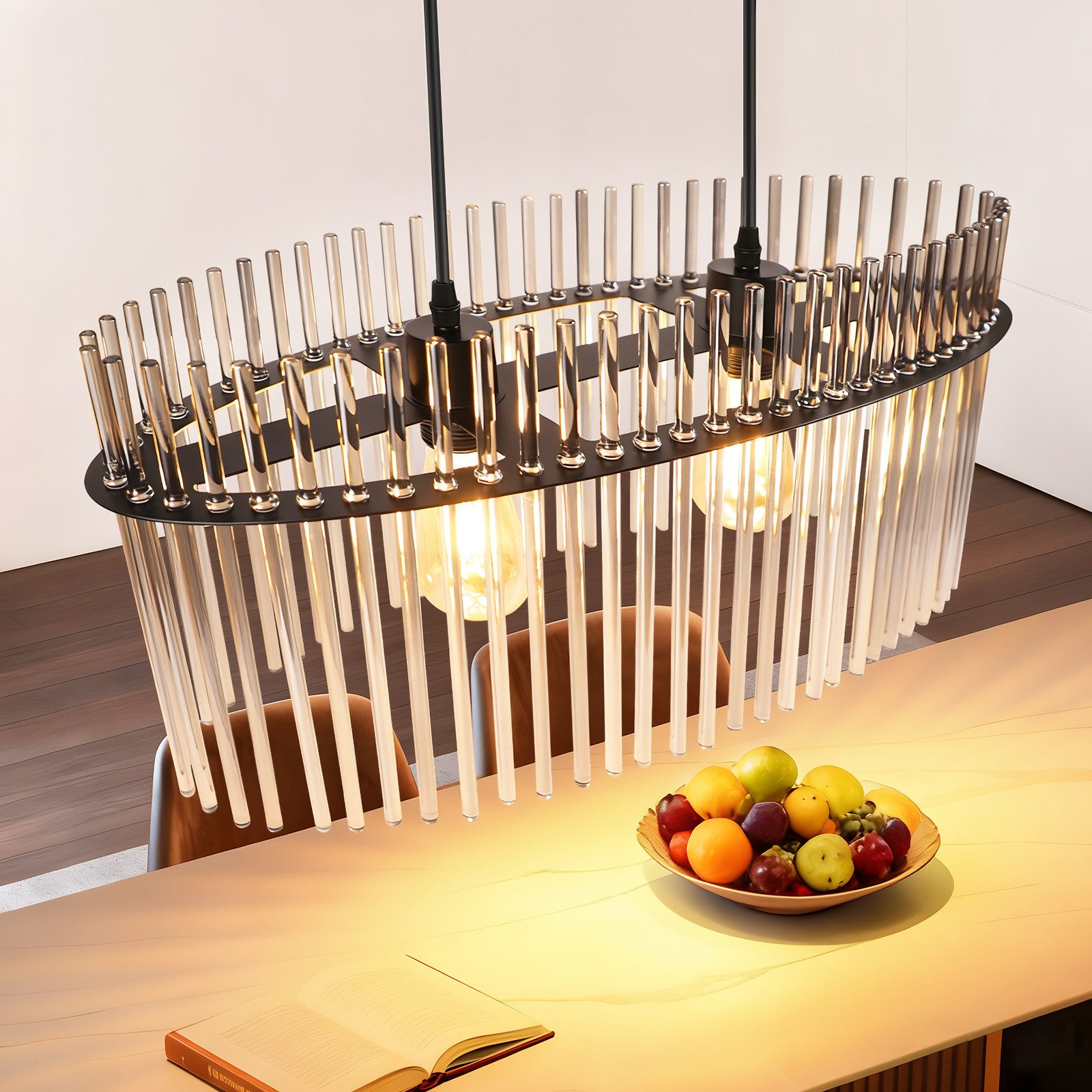 ZMH Pendelleuchte Esstisch Hängelampe 2/3/5 Flammig mit Glas & Metall E27, günstig online kaufen