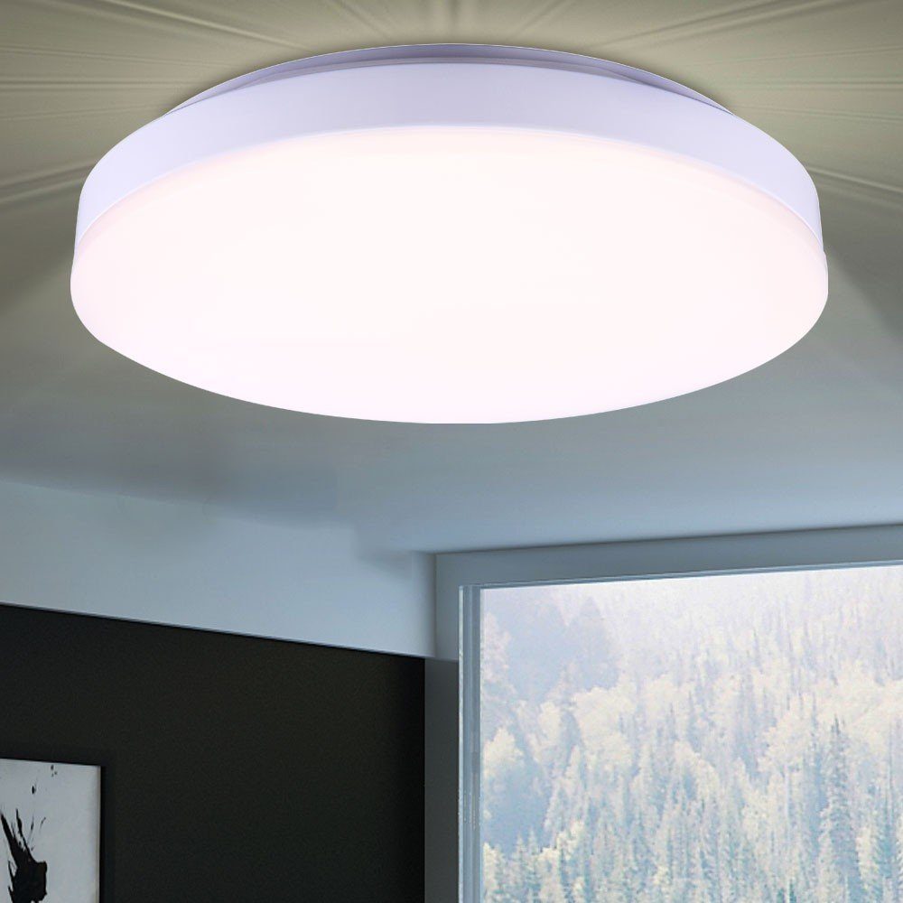 Deckenlampe LED LED Glas Deckenleuchte, Metall Leuchtmittel Warmweiß, Globo inklusive, Wohnzimmer Deckenleuchte
