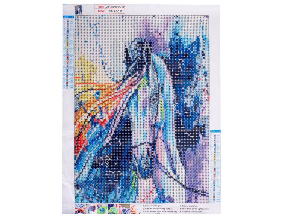 Ikonka Malen nach Zahlen Diamant Malerei Mosaik Pferd 30x40cm- DIY Malen nach Zahlen Kit (5d Diamond Painting DIY Set, 5d Diamond Painting Komplett Set), Kreativität fördern, Stress abbauen, einzigartige Dekoration