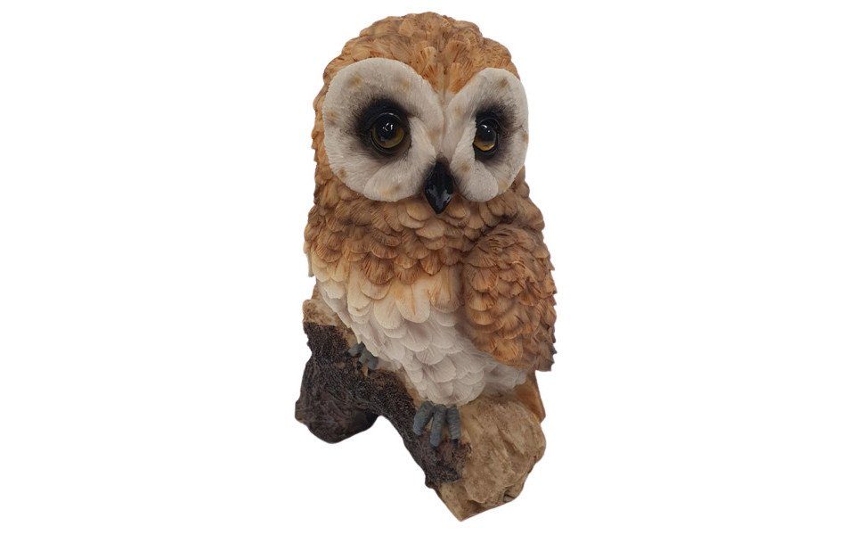 Figurendiscounter Gartenfigur Dekofigur Eule auf Stamm braun 25 x 18 x 13,5 cm